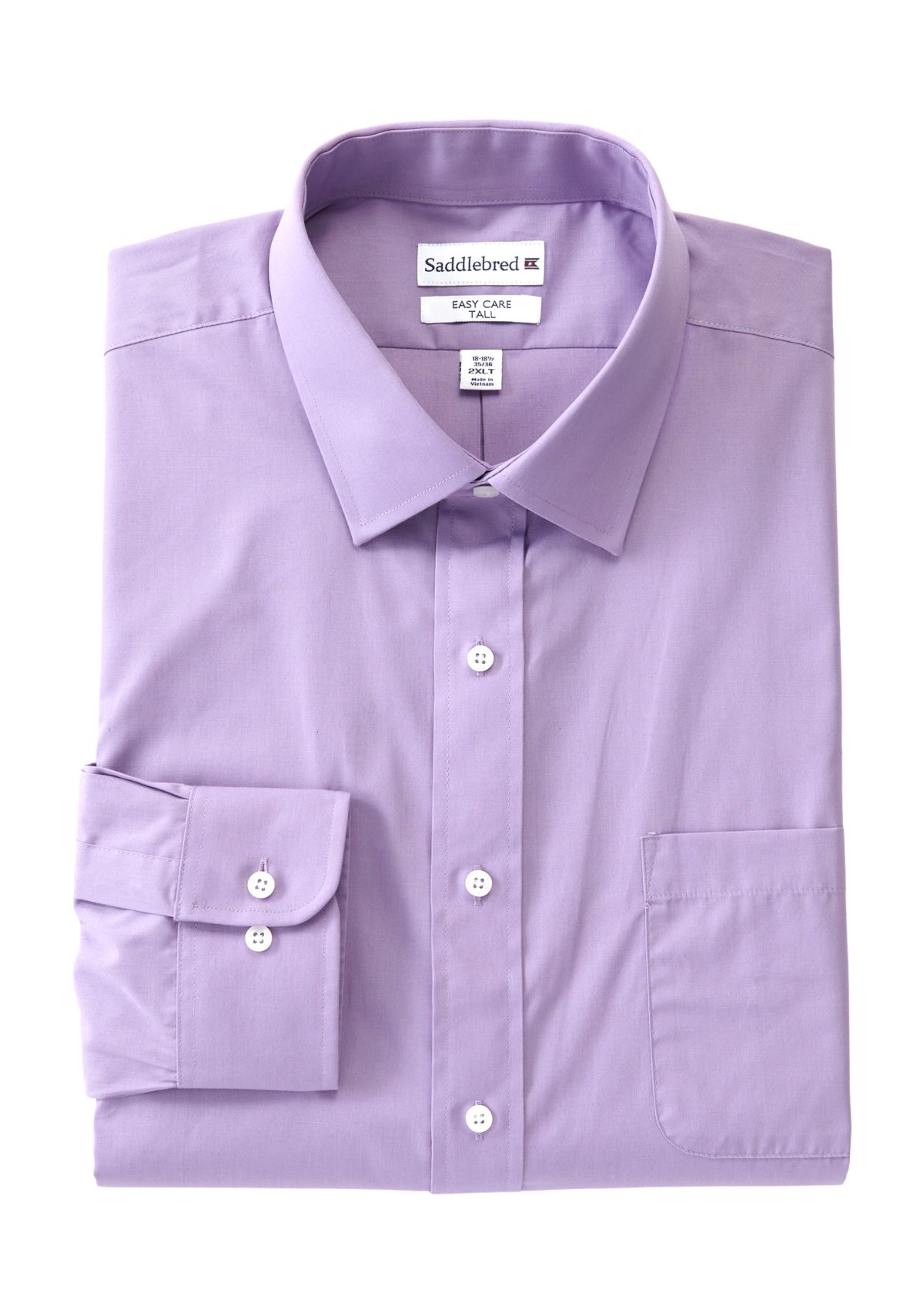 Mens Big Solid Stretch Spread Collar Shirt
