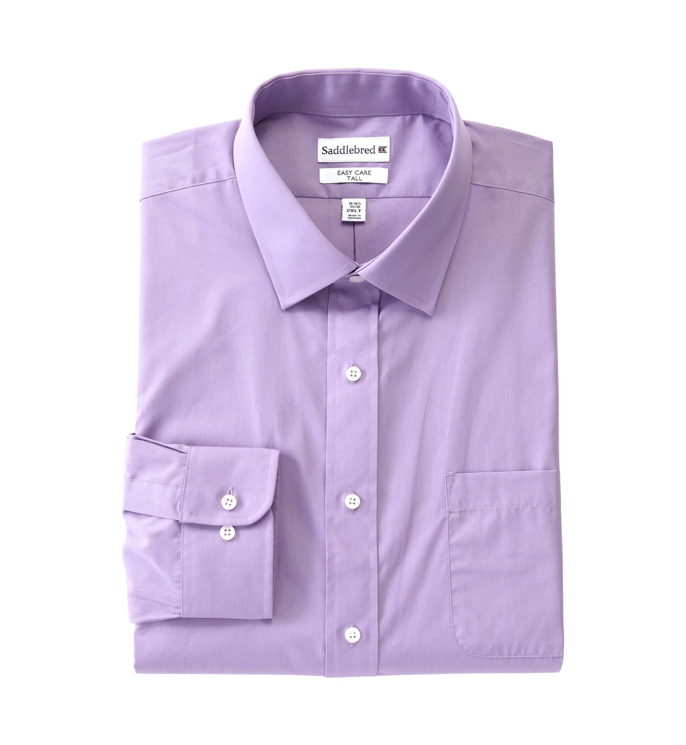 Mens Big Solid Stretch Spread Collar Shirt
