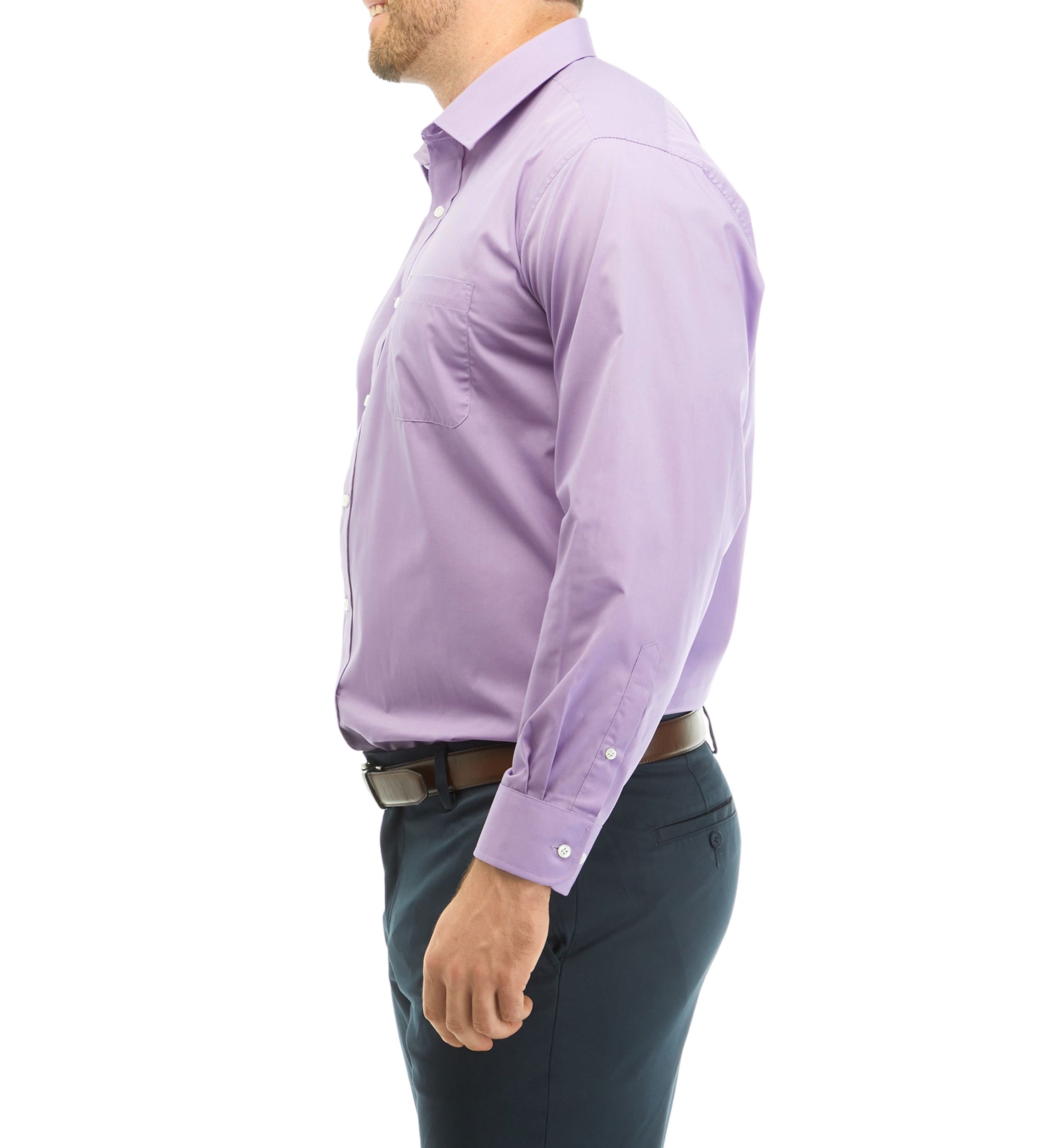 Mens Big Solid Stretch Spread Collar Shirt