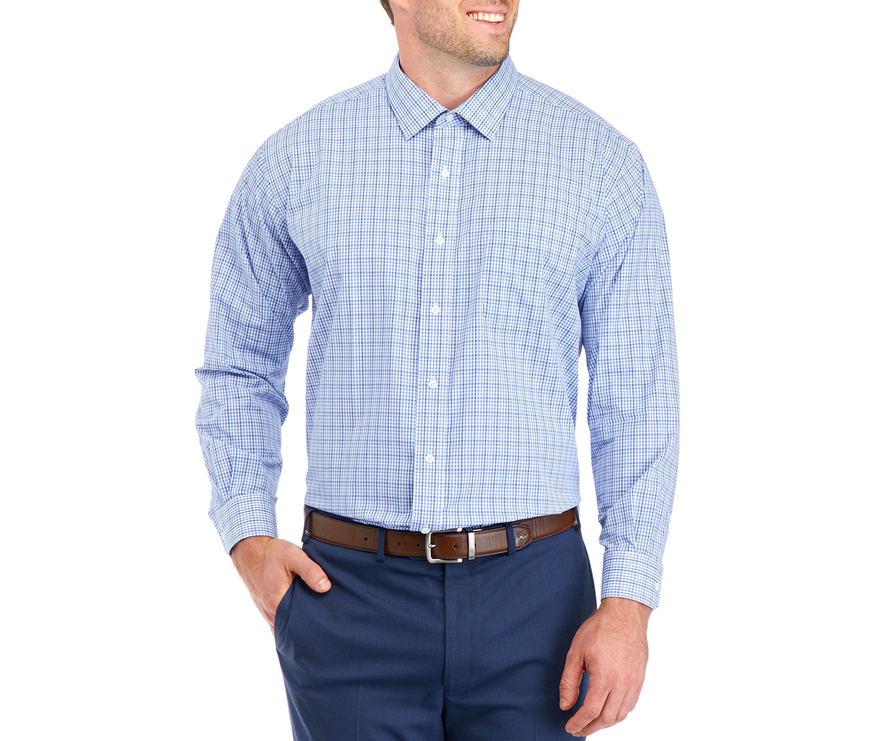 Mens Big Plaid Stretch Collar Shirt