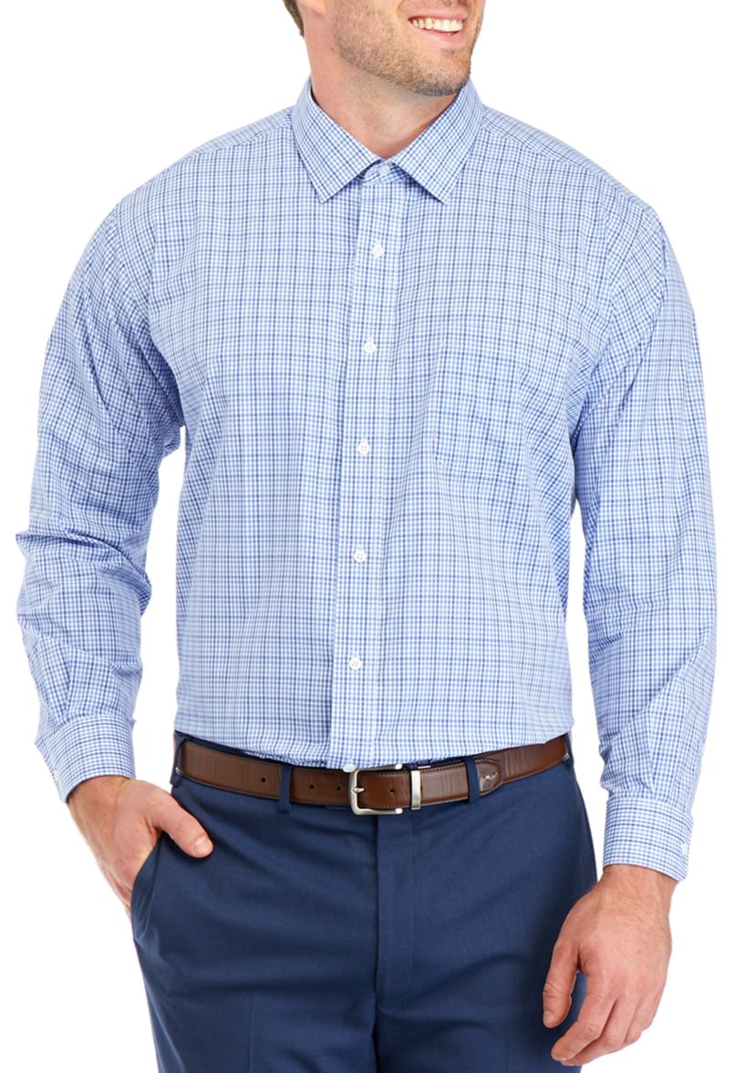 Mens Big Plaid Stretch Collar Shirt