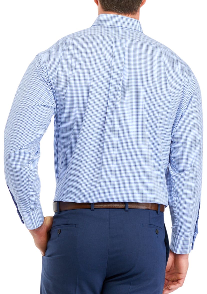Mens Big Plaid Stretch Collar Shirt
