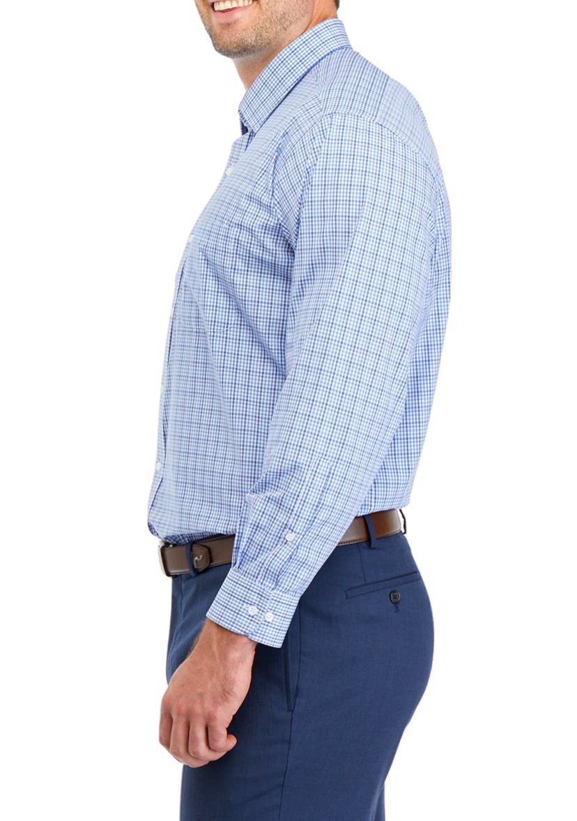 Mens Big Plaid Stretch Collar Shirt