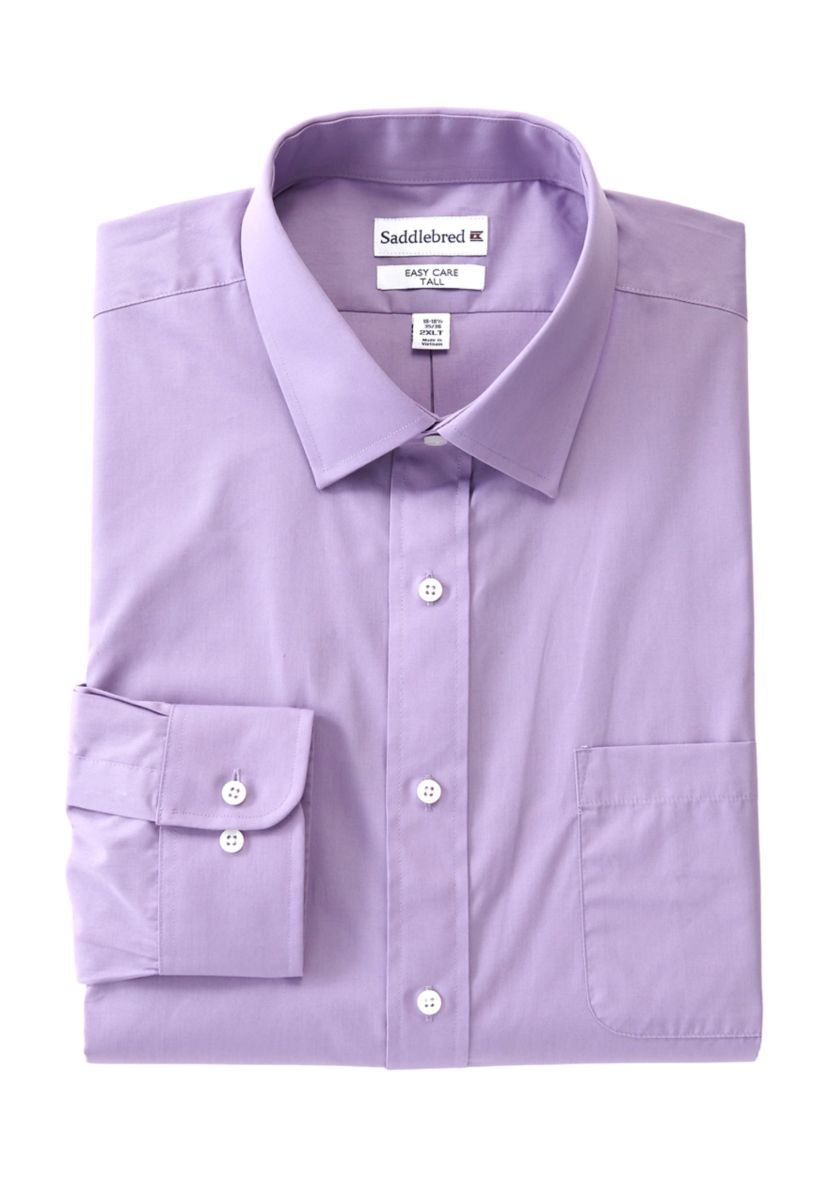 Mens Tall Solid Spread Collar Shirt