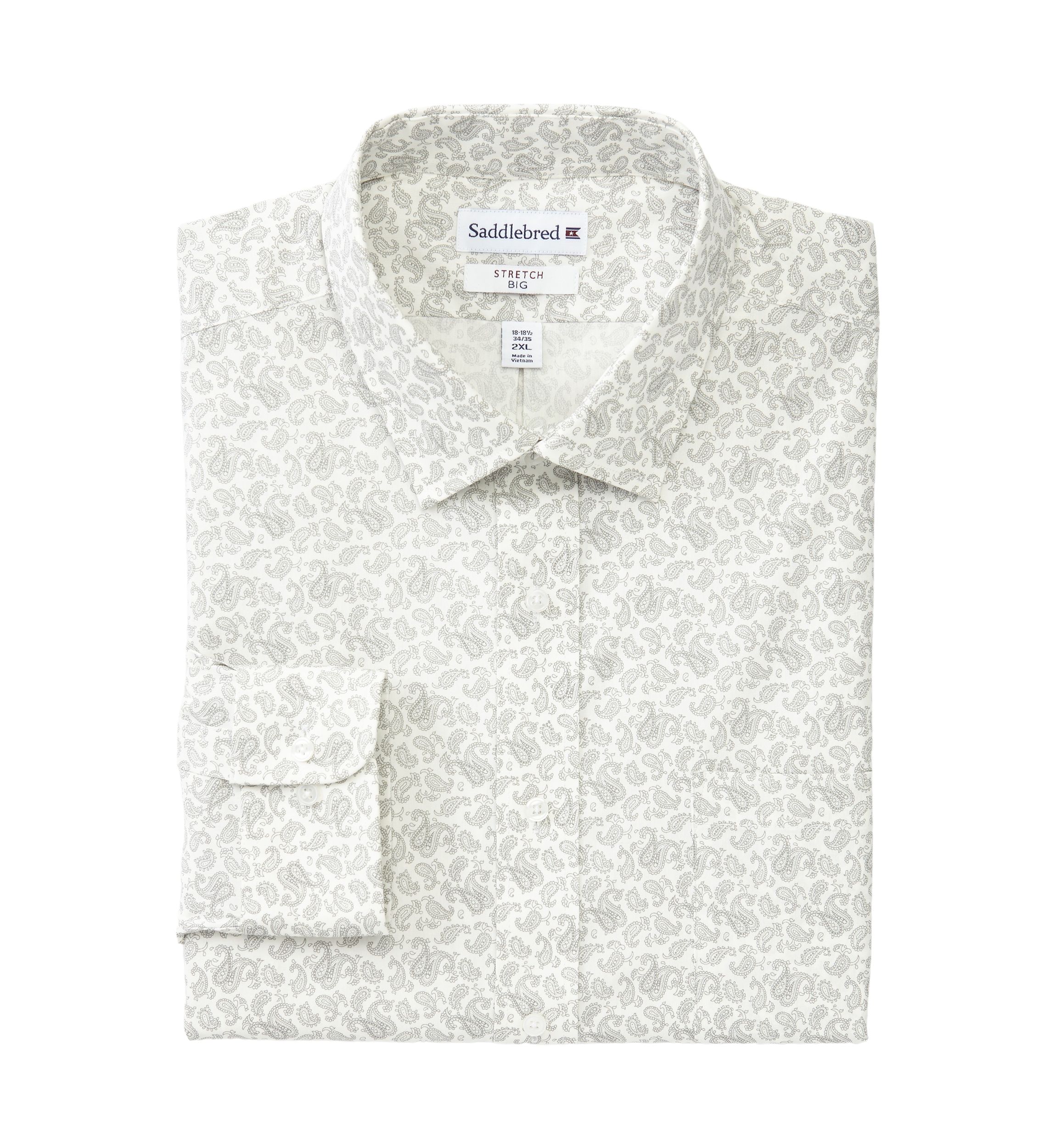 Mens Tall Printed Stretch Collar Shirt