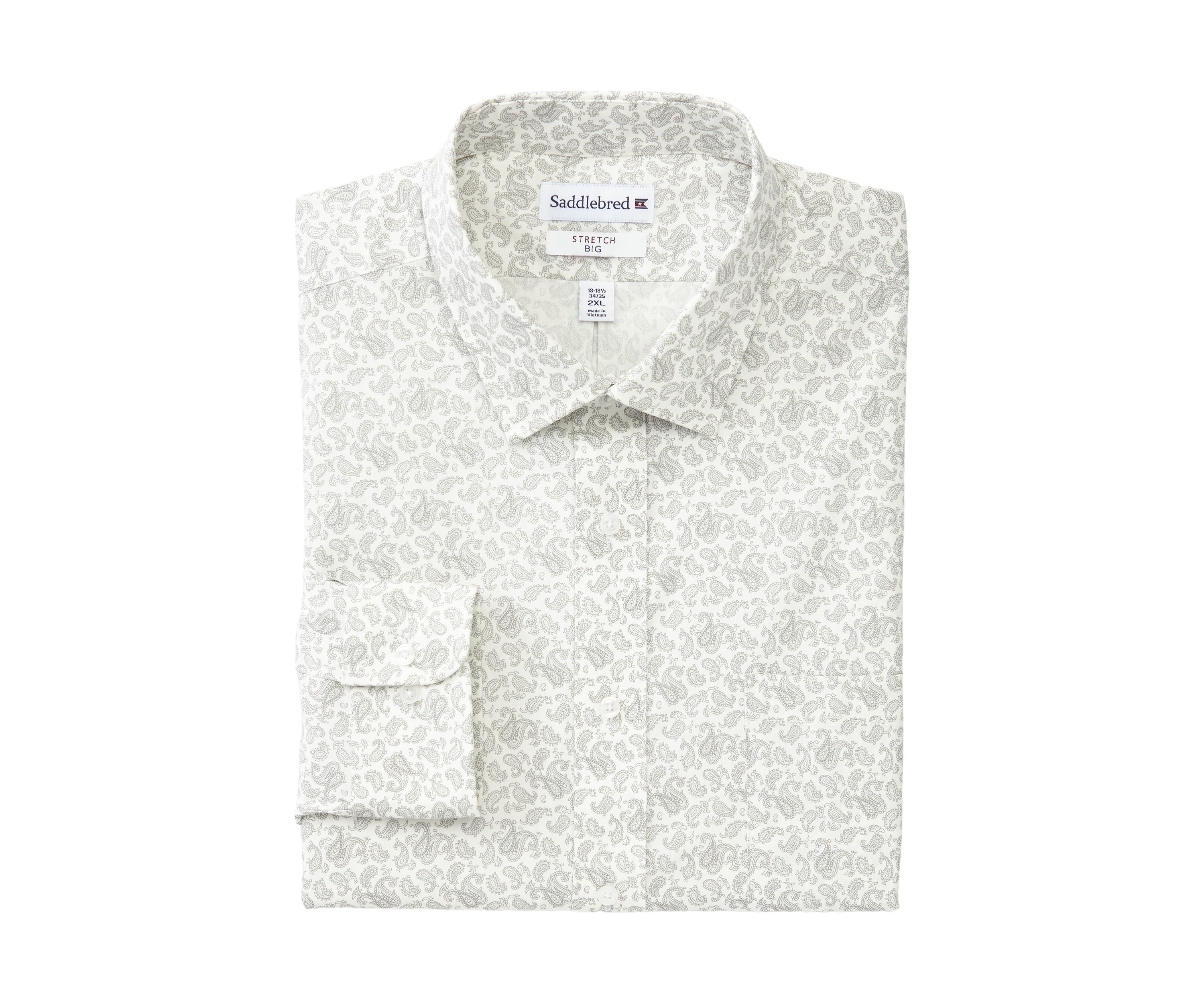 Mens Tall Printed Stretch Collar Shirt