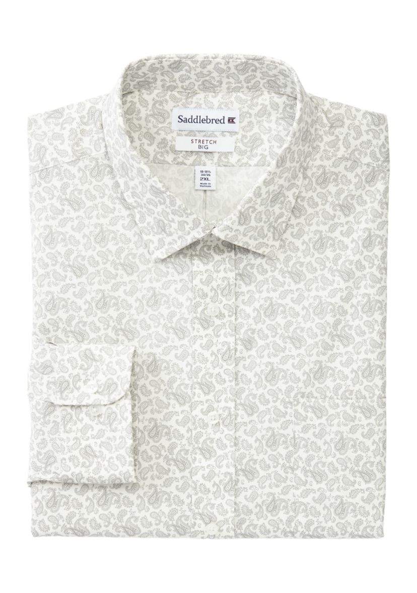 Mens Tall Printed Stretch Collar Shirt