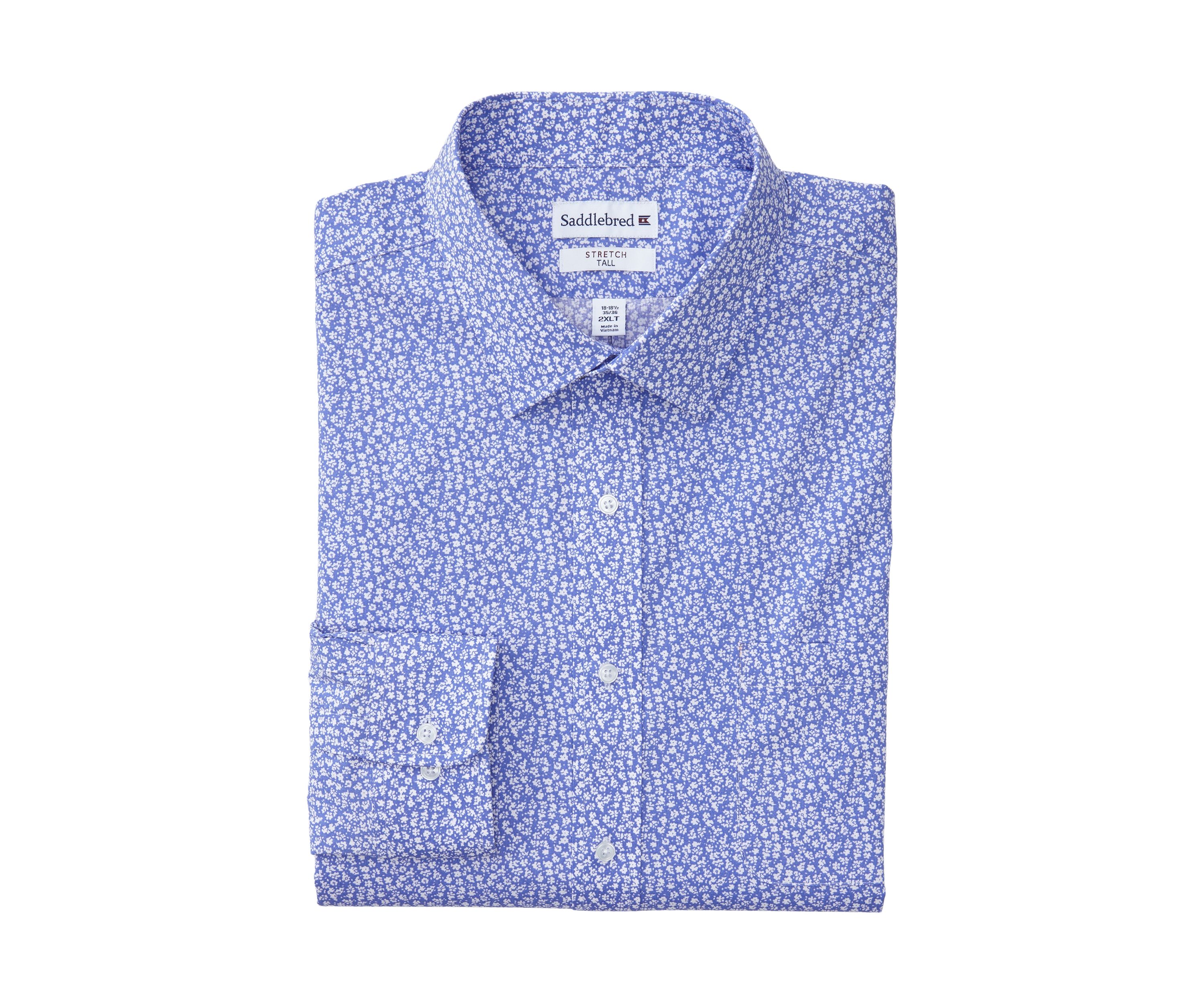 Mens Tall Printed Stretch Collar Shirt