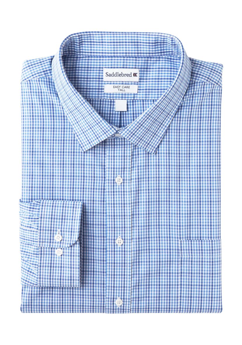 Mens Tall Plaid Dress Shirt
