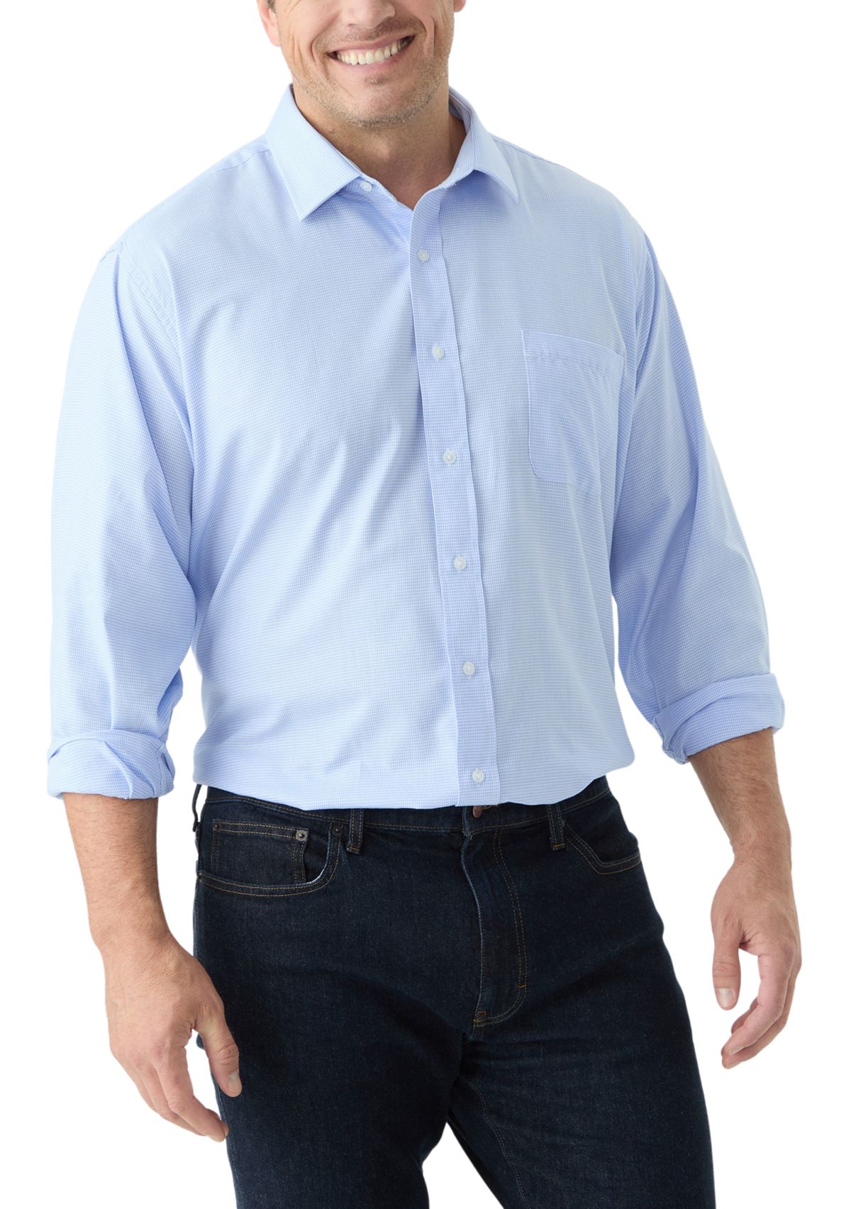 Mens Tall Fashion Yarn Dyed Dress Shirt