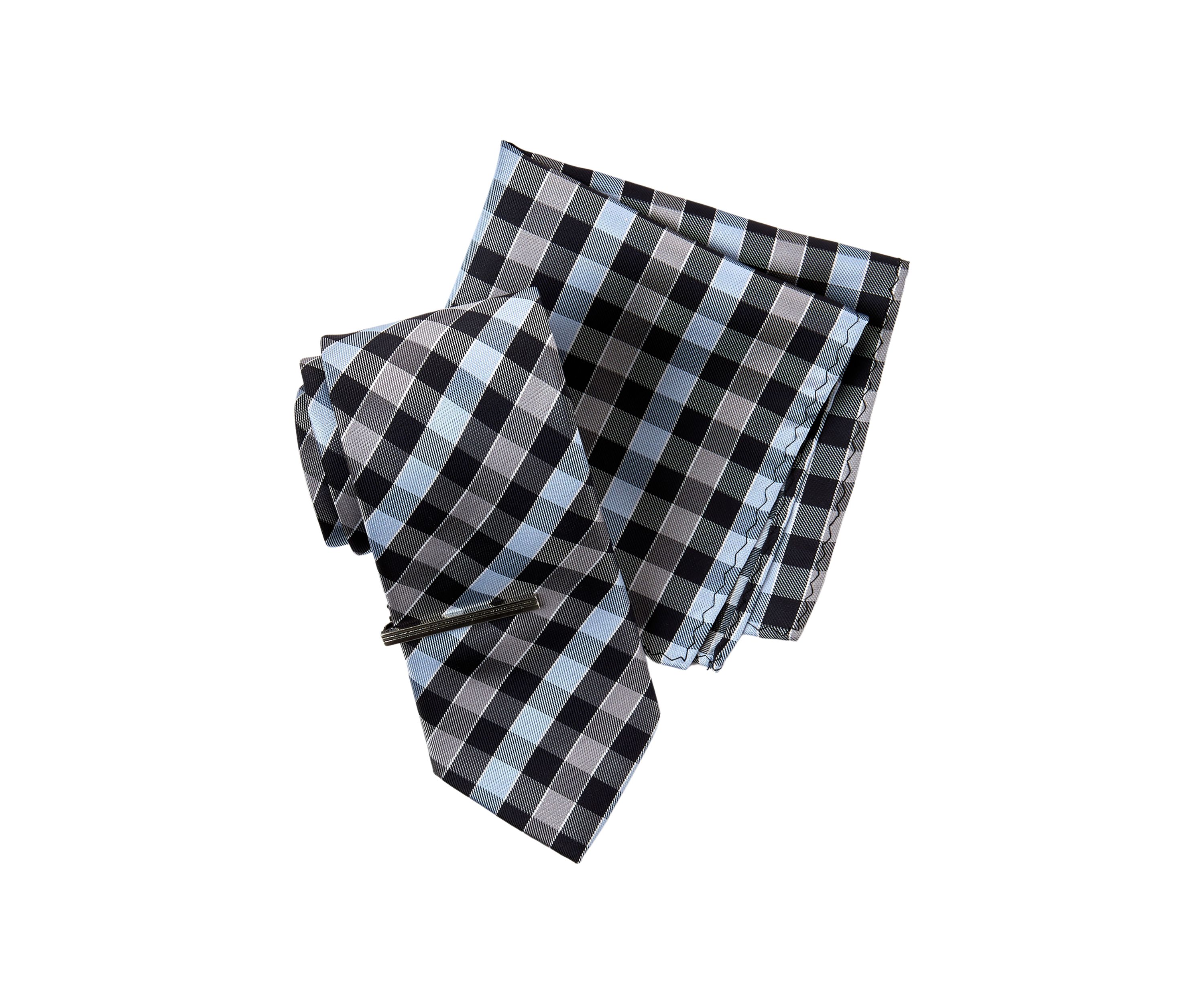 Big & Tall Tie, Handkerchief and Tie Bar Set