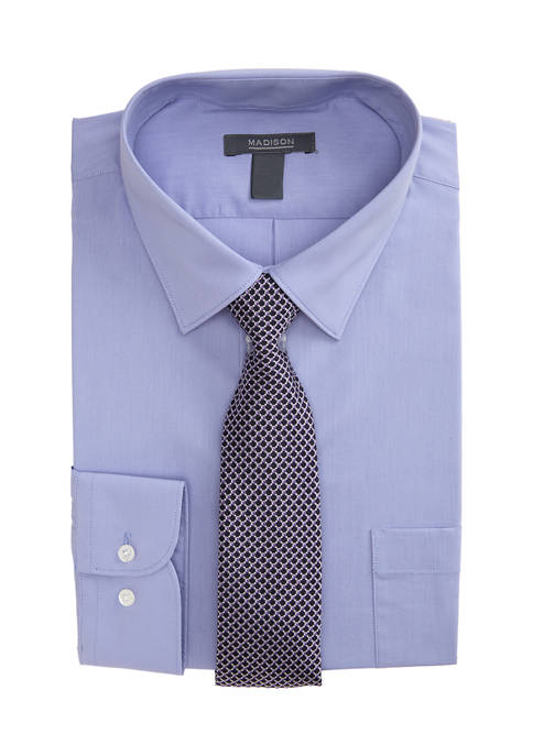 Slim Stretch Dress Shirt and Tie Set