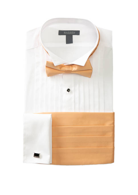 Madison Slim Wing Tip Coral Formal Shirt Set