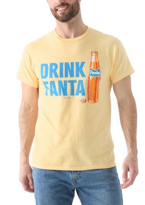 Hybrid Promotions Men's Orange Fanta Graphic T-Shirt, Yellow, Large