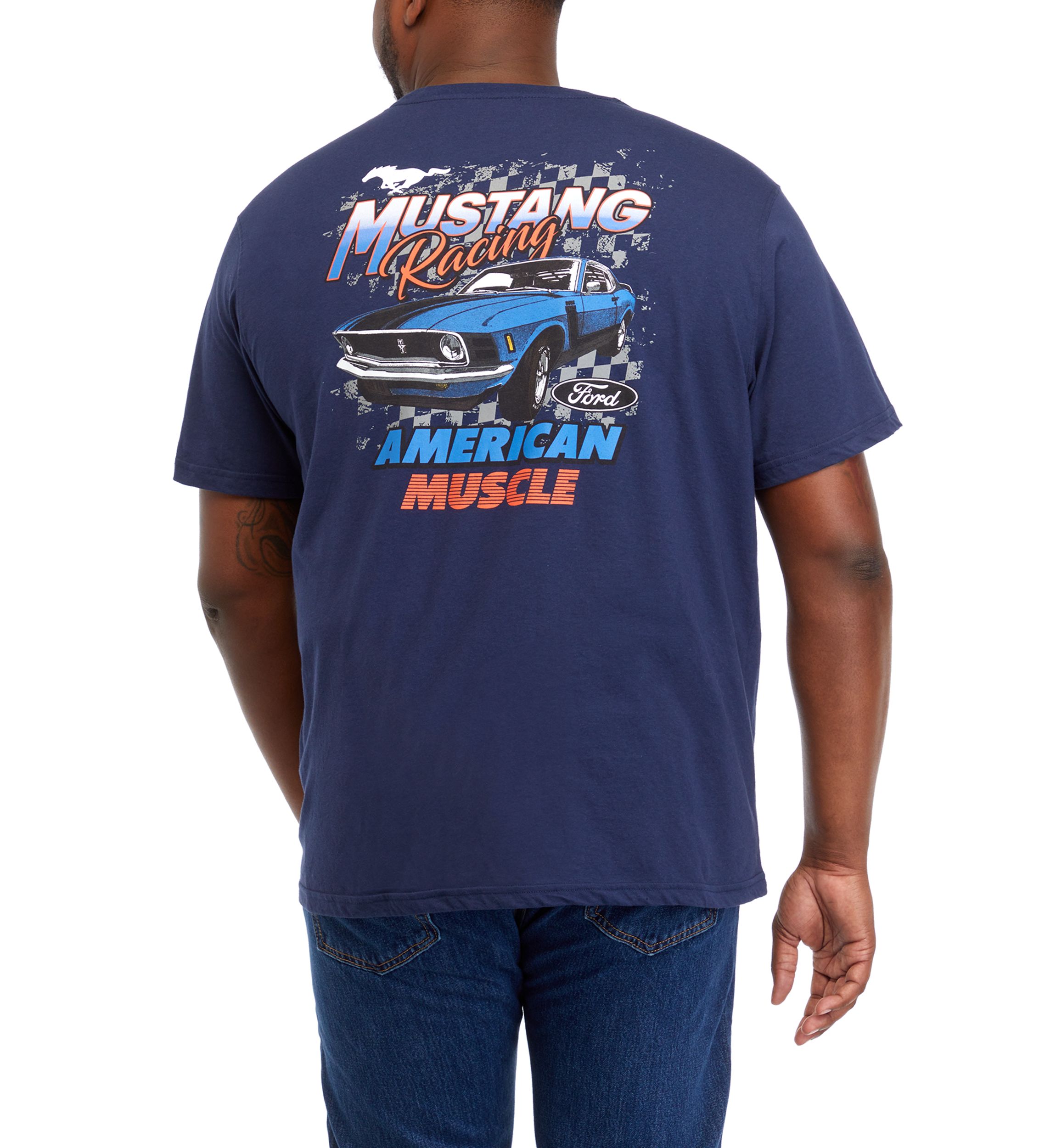Big & Tall Short Sleeve American Muscle Mustang Graphic T-Shirt