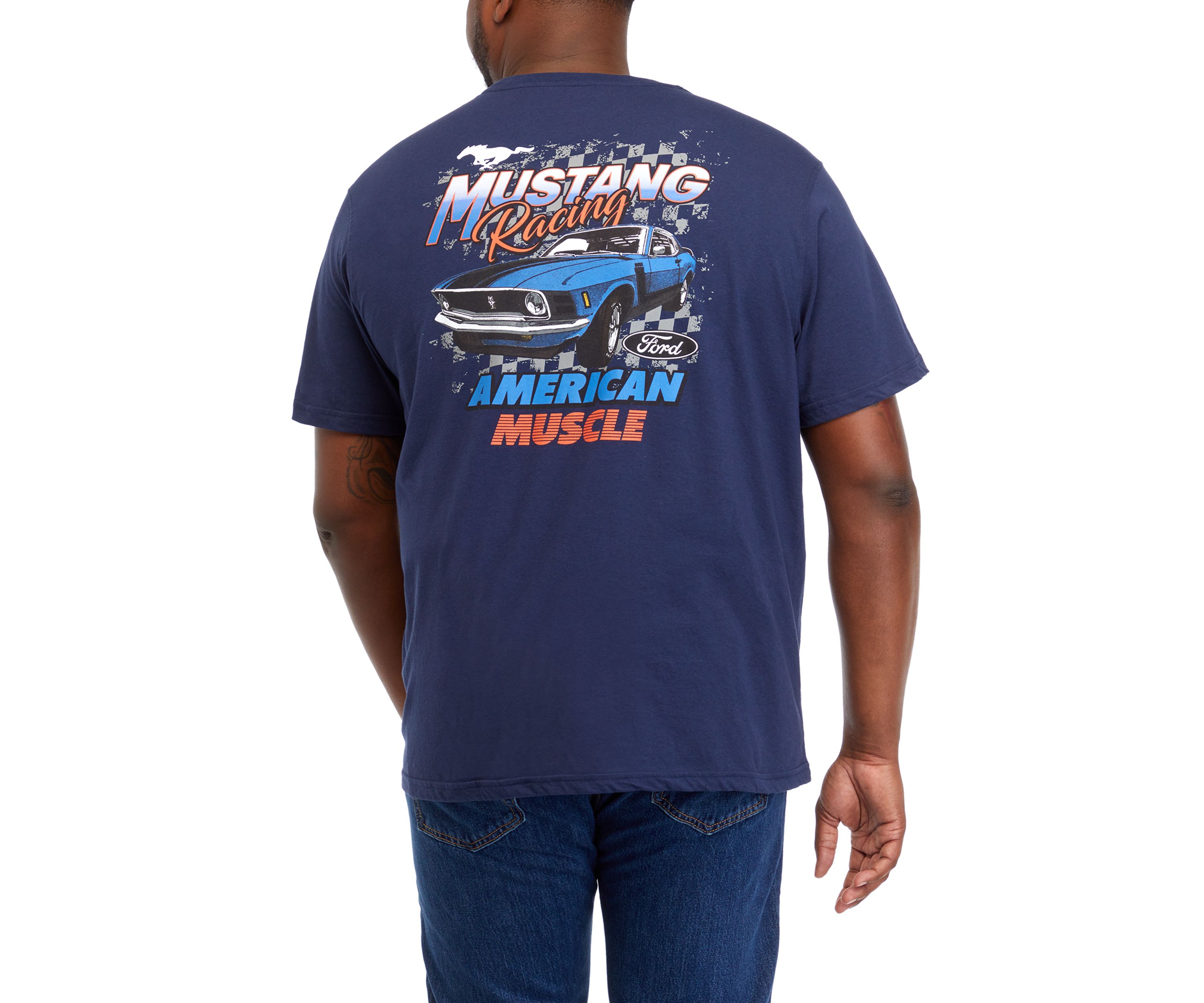Big & Tall Short Sleeve American Muscle Mustang Graphic T-Shirt