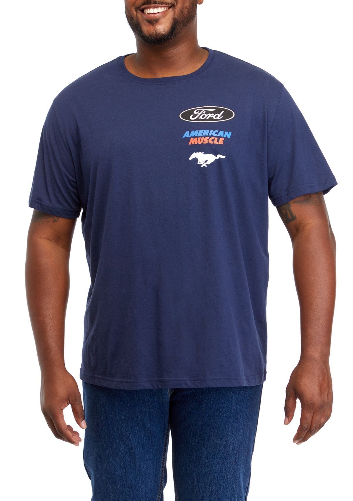 Big & Tall Short Sleeve American Muscle Mustang Graphic T-Shirt