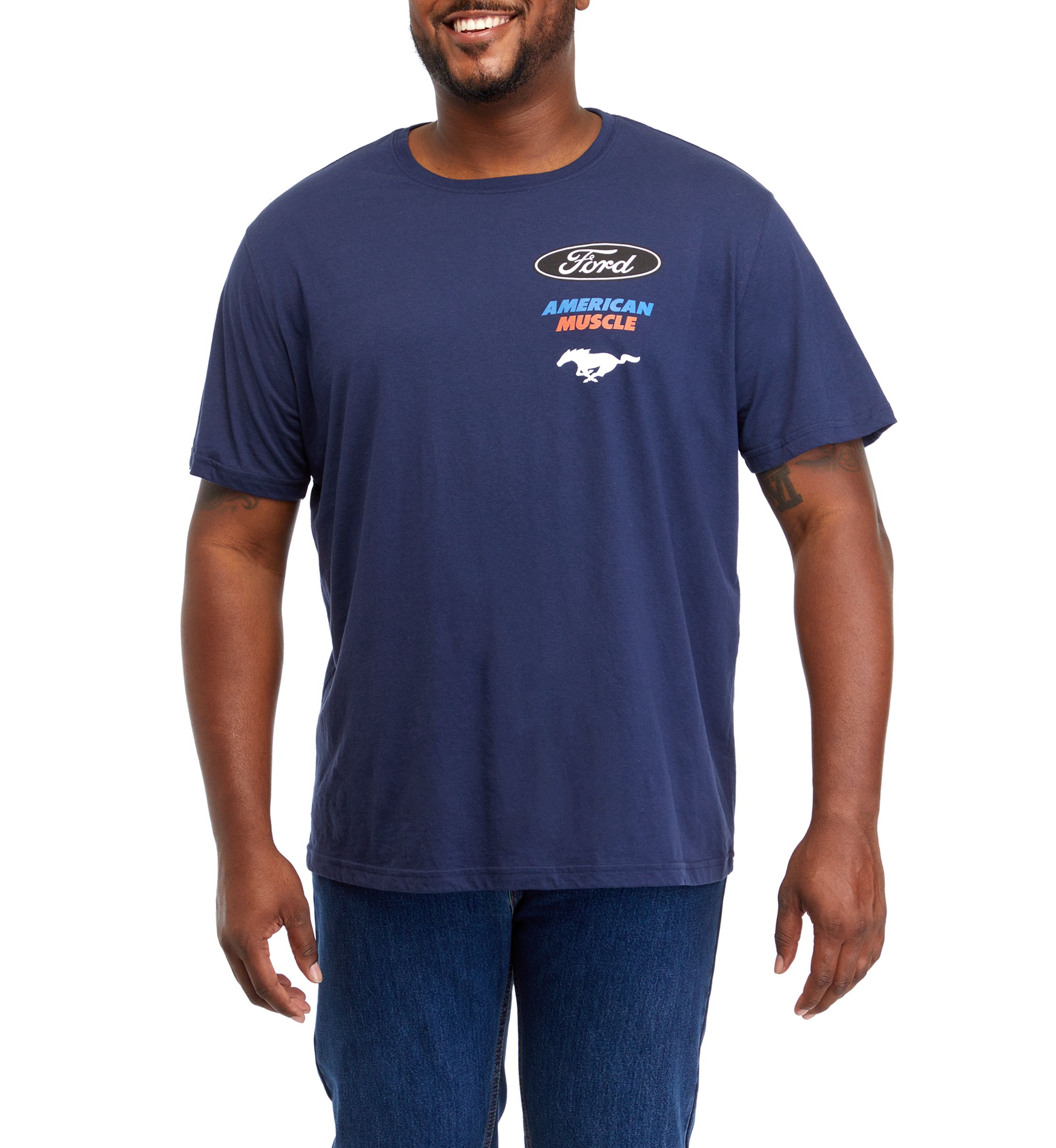 Big & Tall Short Sleeve American Muscle Mustang Graphic T-Shirt