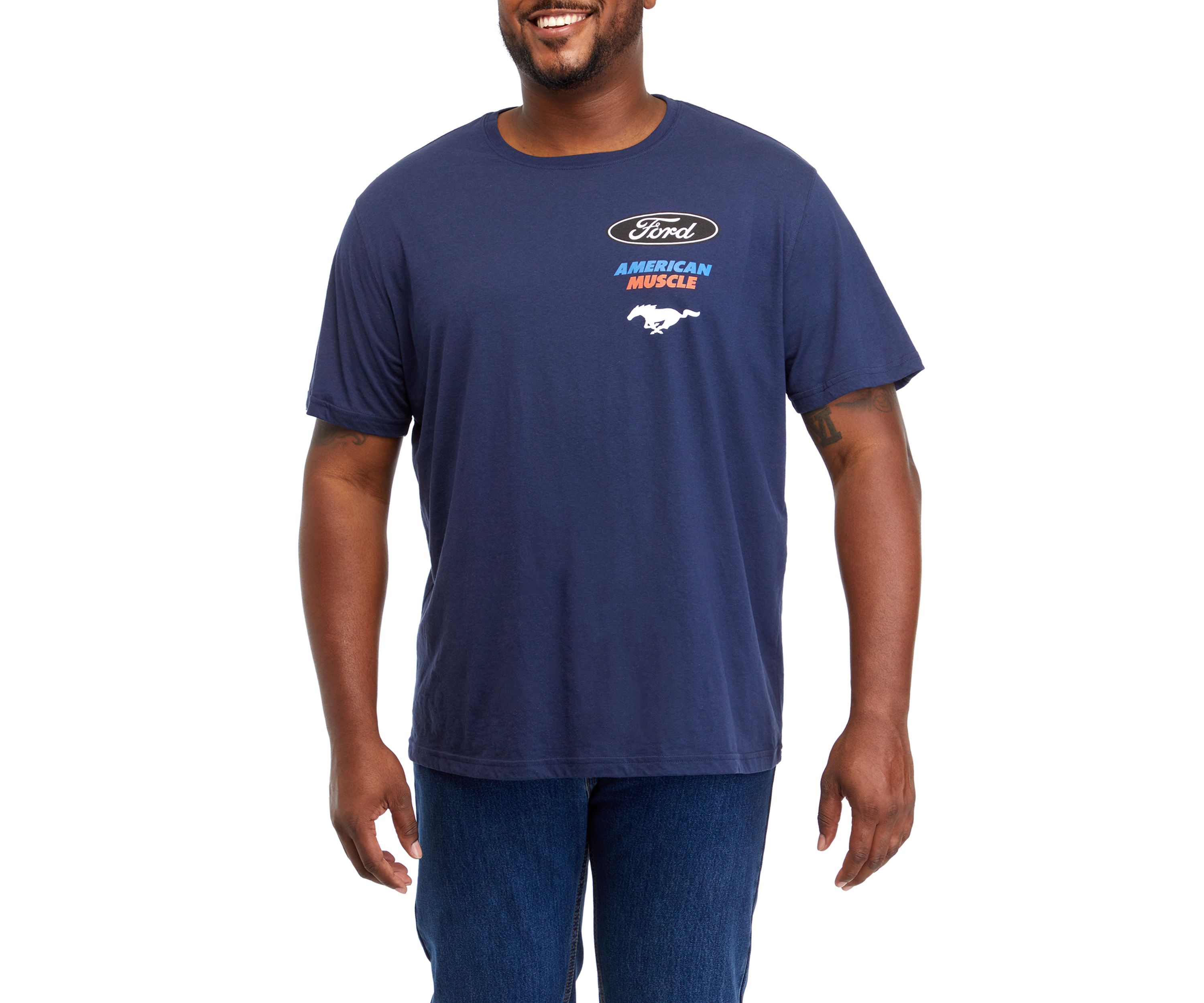 Big & Tall Short Sleeve American Muscle Mustang Graphic T-Shirt