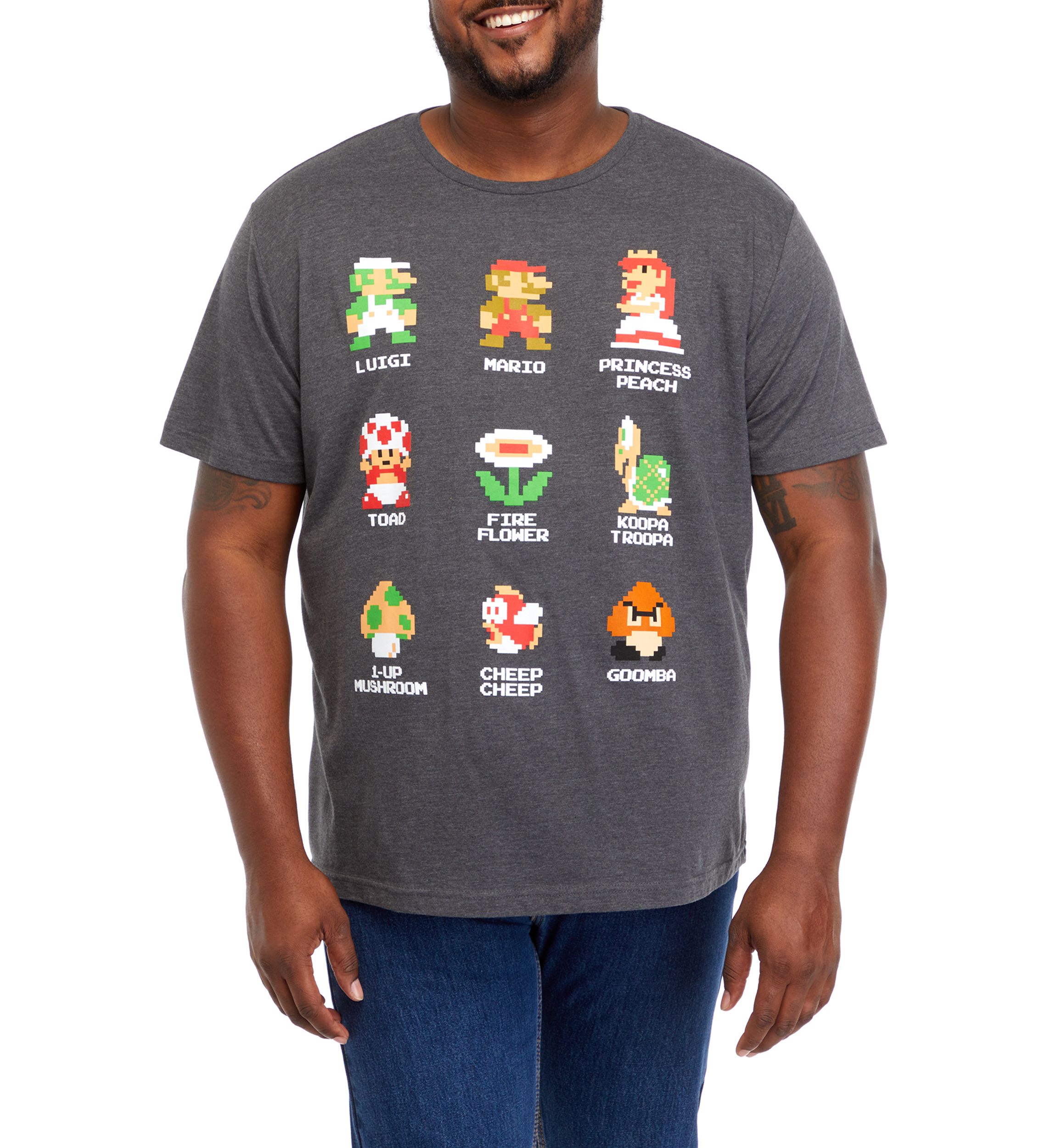 Big & Tall Short Sleeve Super Mario Bros Group Icons Graphic T-Shirt