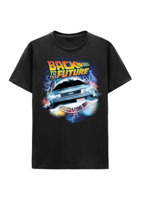 Back to the Future Men's Delorean Graphic T-Shirt, Black, 2XL