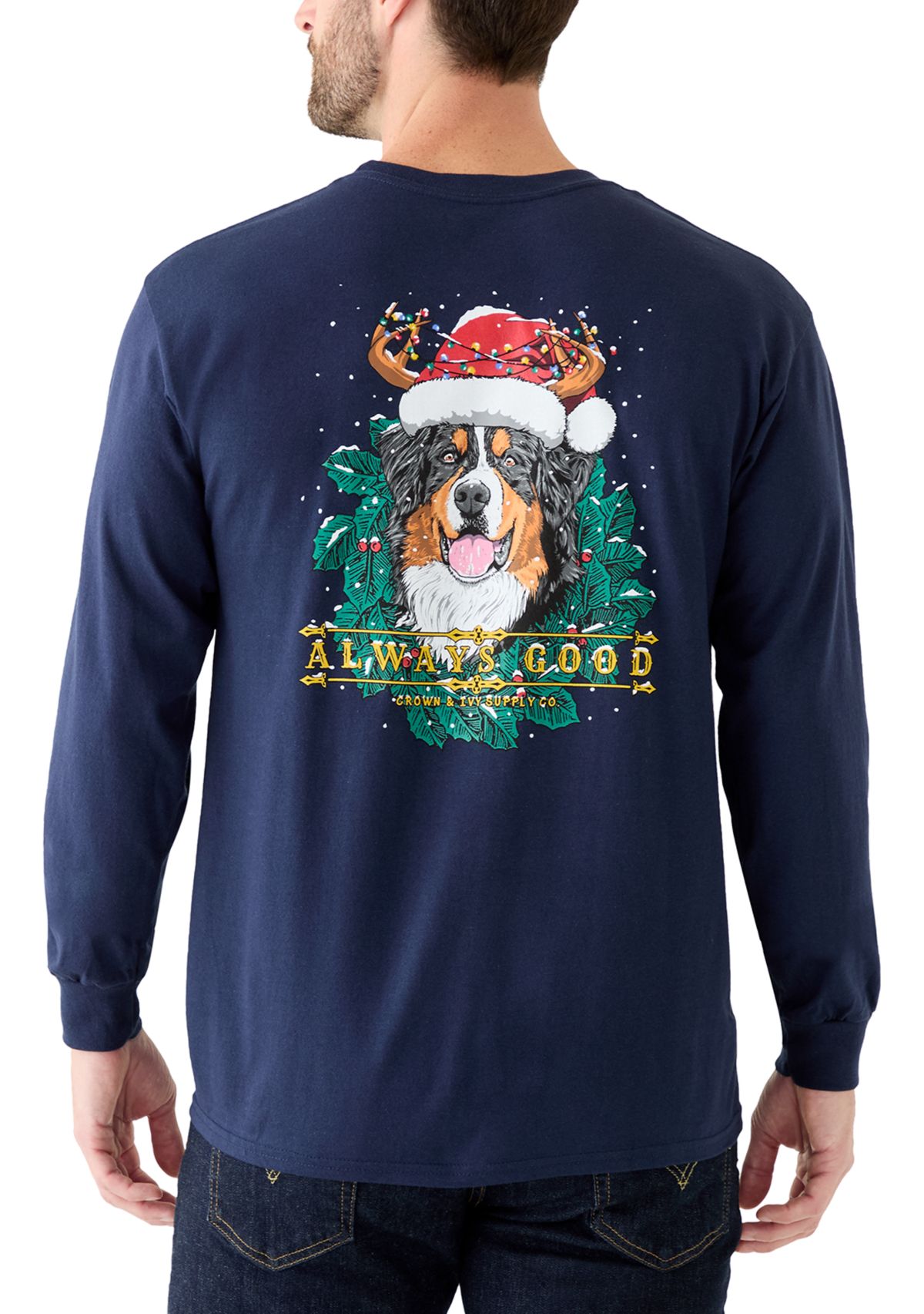 Mens Reindog Long Sleeve Graphic Shirt