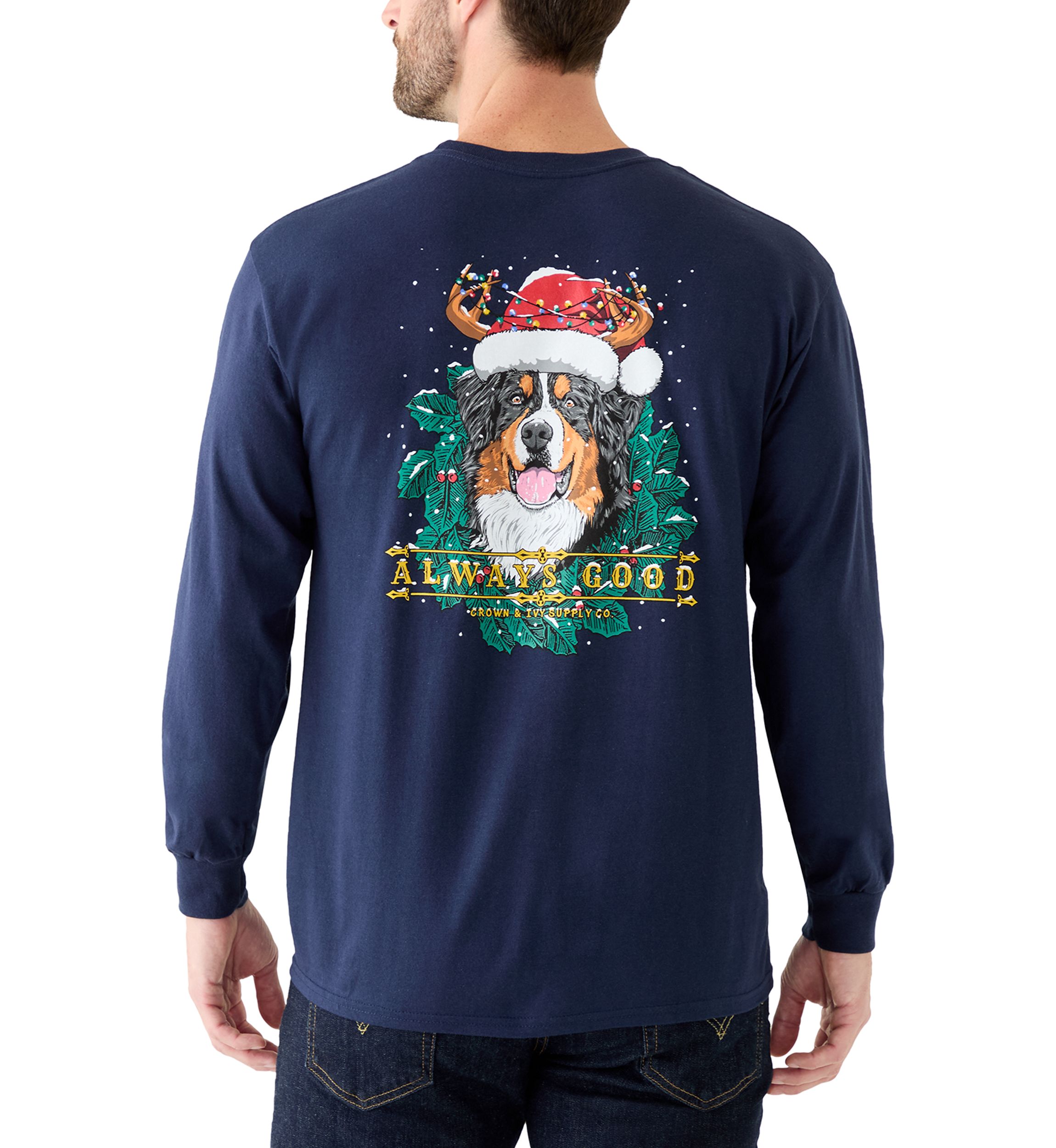 Mens Reindog Long Sleeve Graphic Shirt