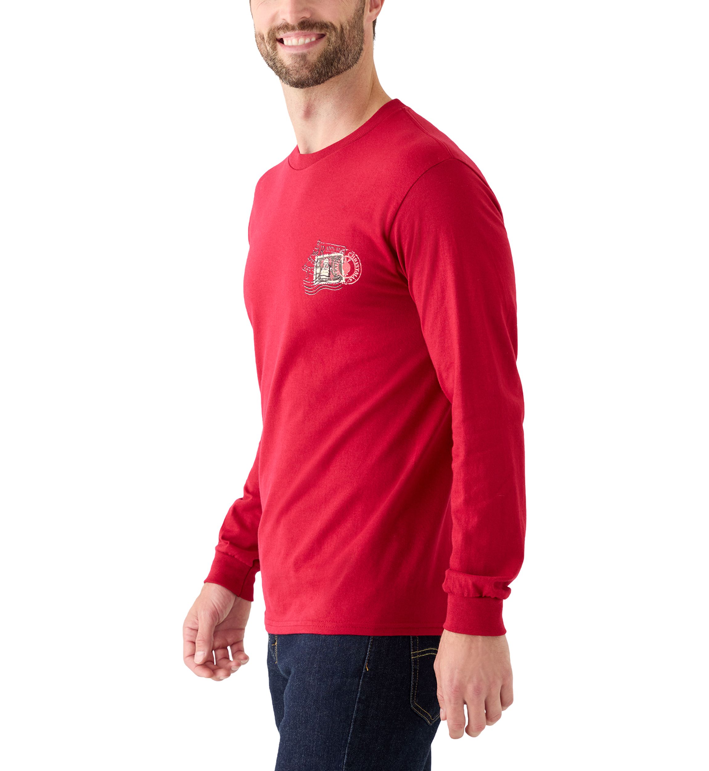 Long Sleeve Santa Post Card Graphic Shirt