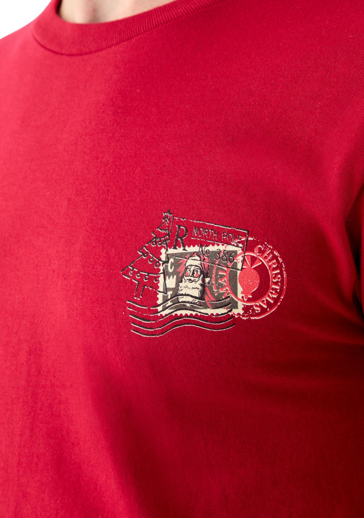 Long Sleeve Santa Post Card Graphic Shirt