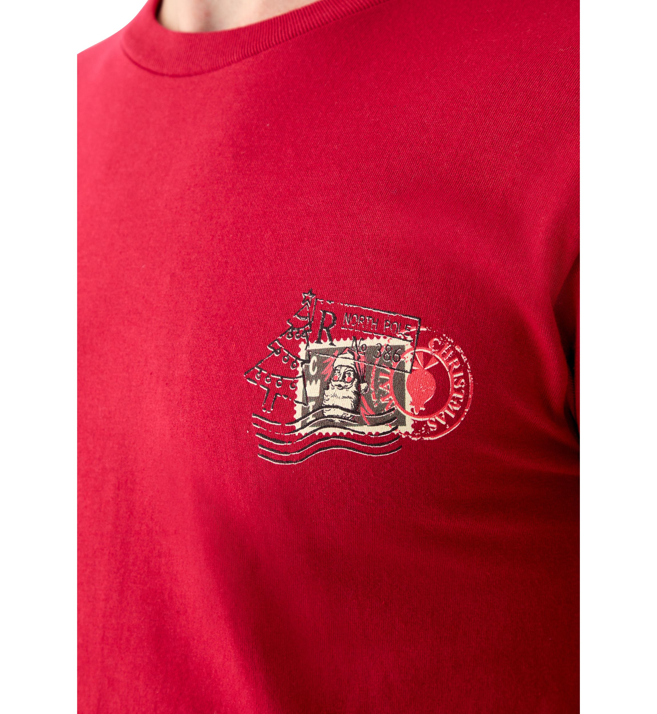 Long Sleeve Santa Post Card Graphic Shirt