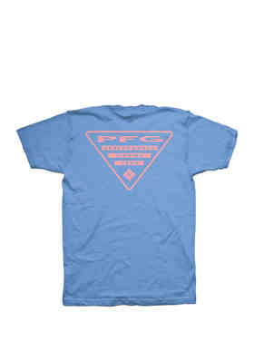 Vivid Blue Flag Graphic Columbia Boys PFG Americana Scales Short Sleeve Shirt Small