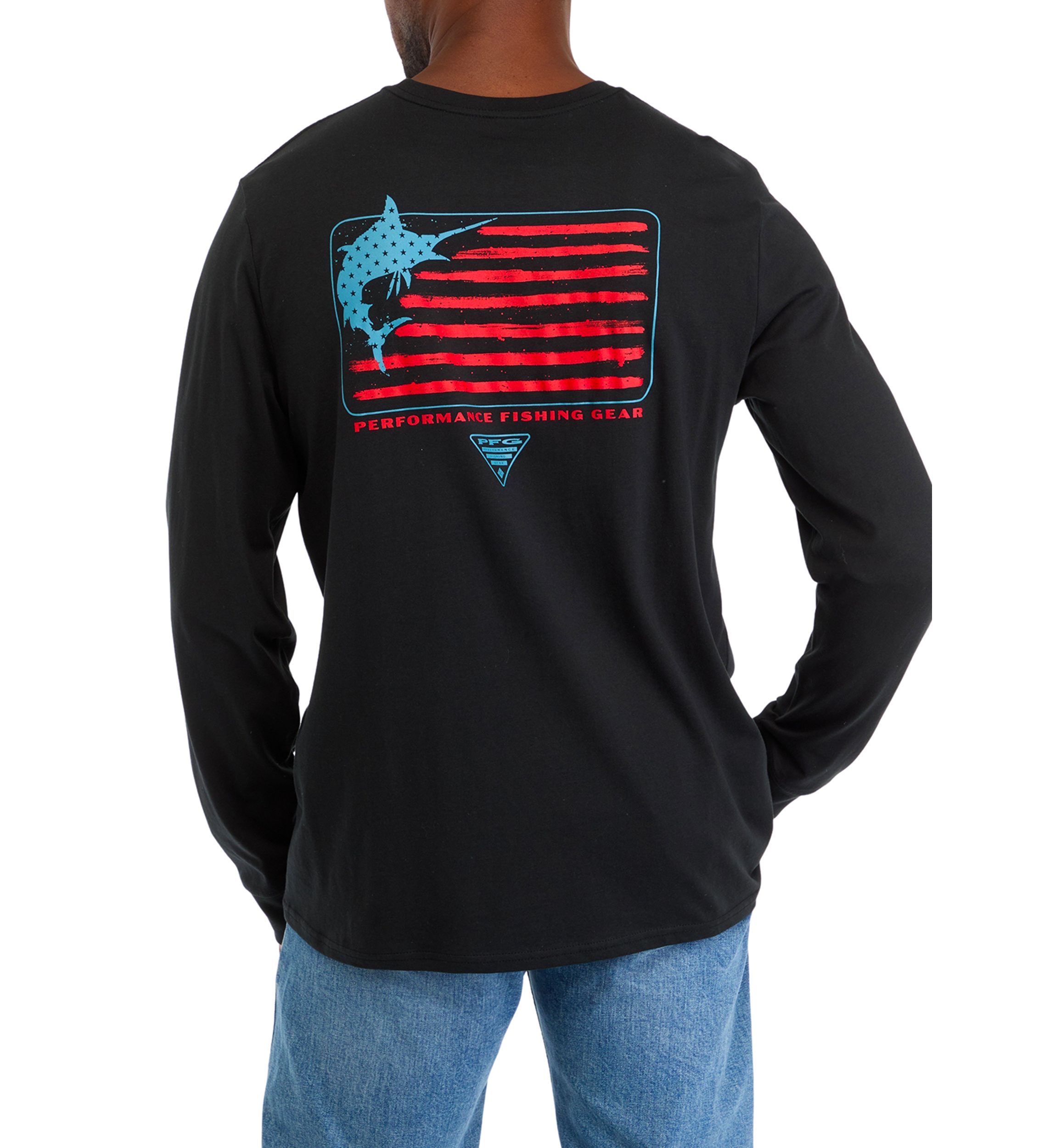 Long Sleeve Marlin Flag Graphic T-Shirt 