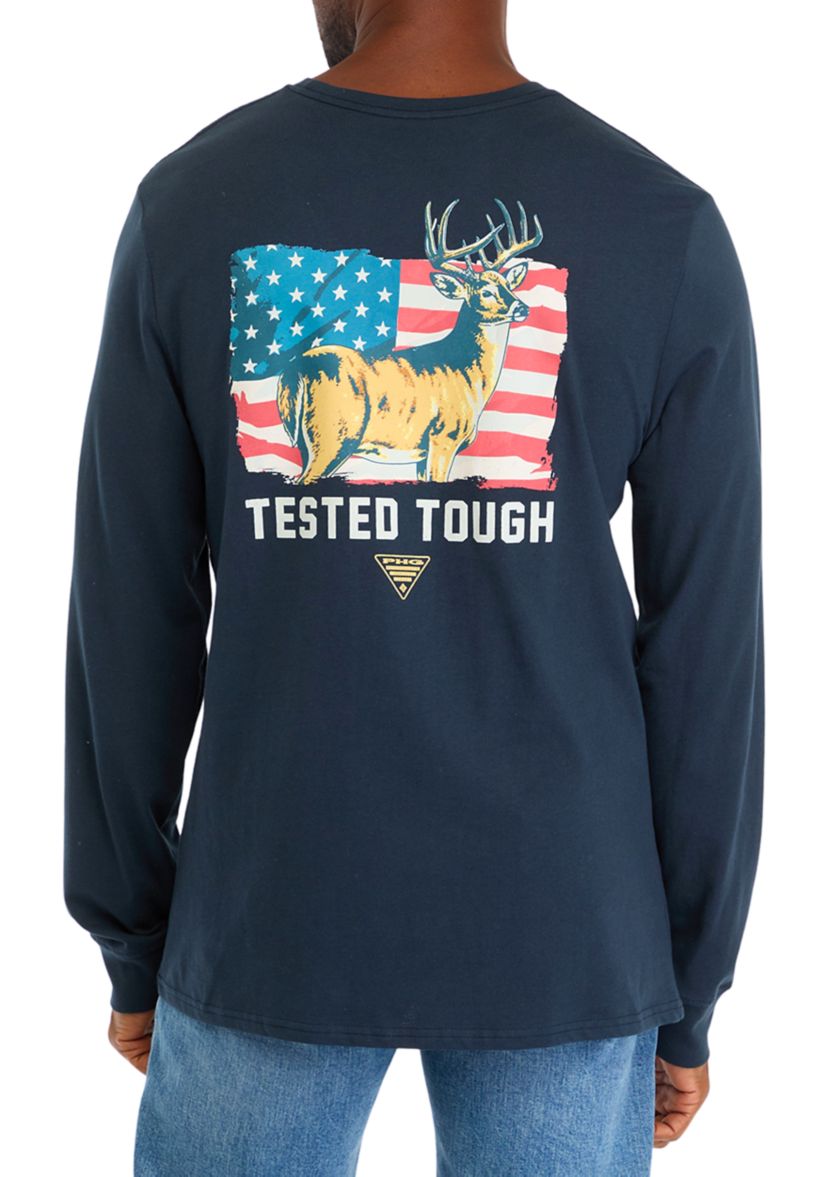 Long Sleeve Americana Deer Graphic T-Shirt 