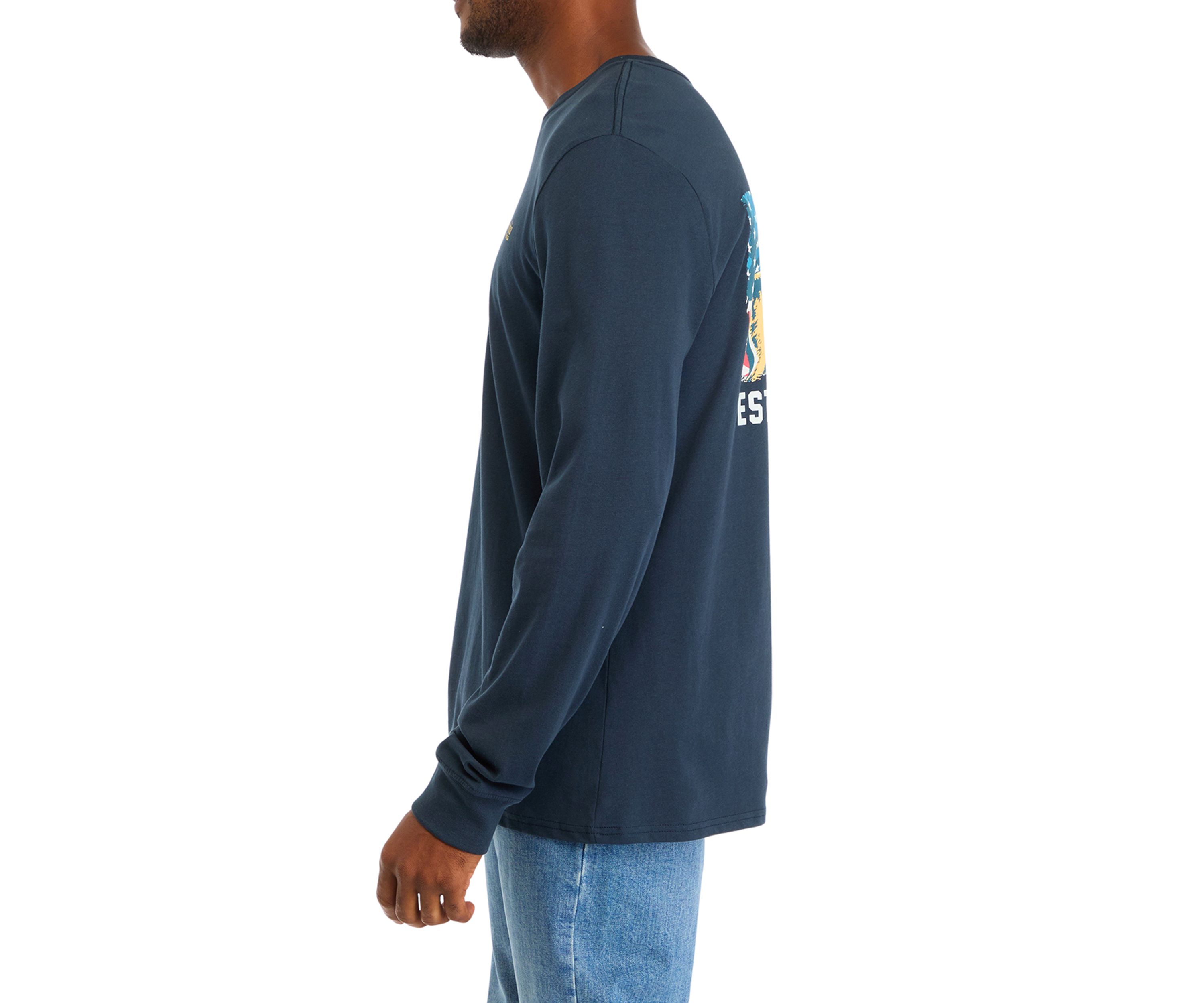 Long Sleeve Americana Deer Graphic T-Shirt 