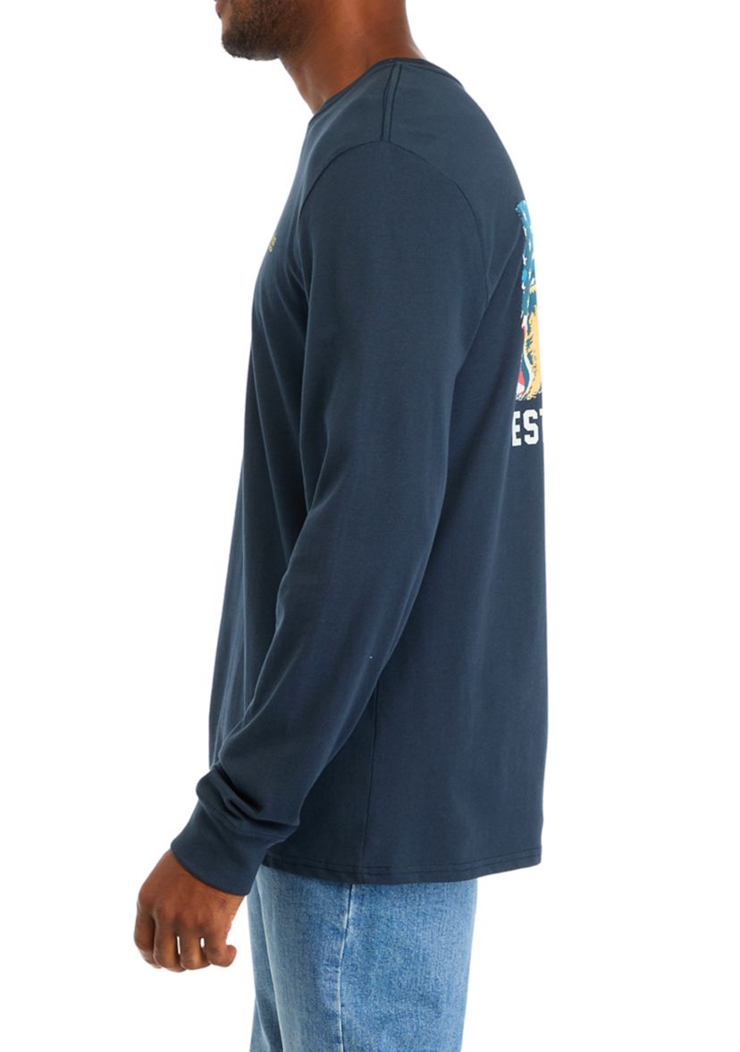 Long Sleeve Americana Deer Graphic T-Shirt 