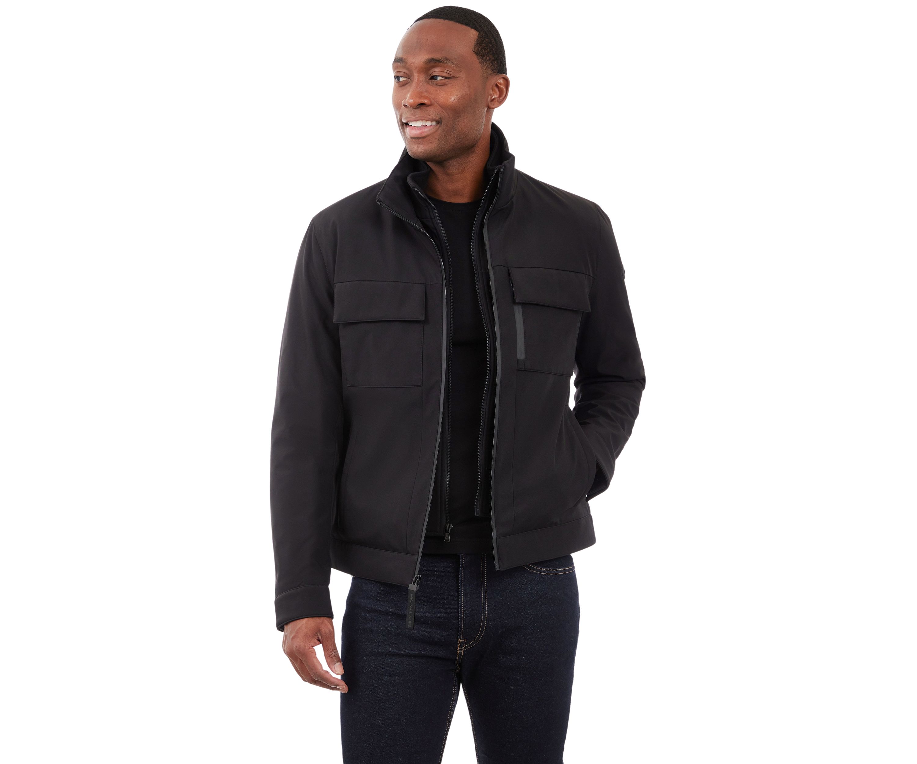Mens Soft Shell Hipster Jacket with Attached Bib