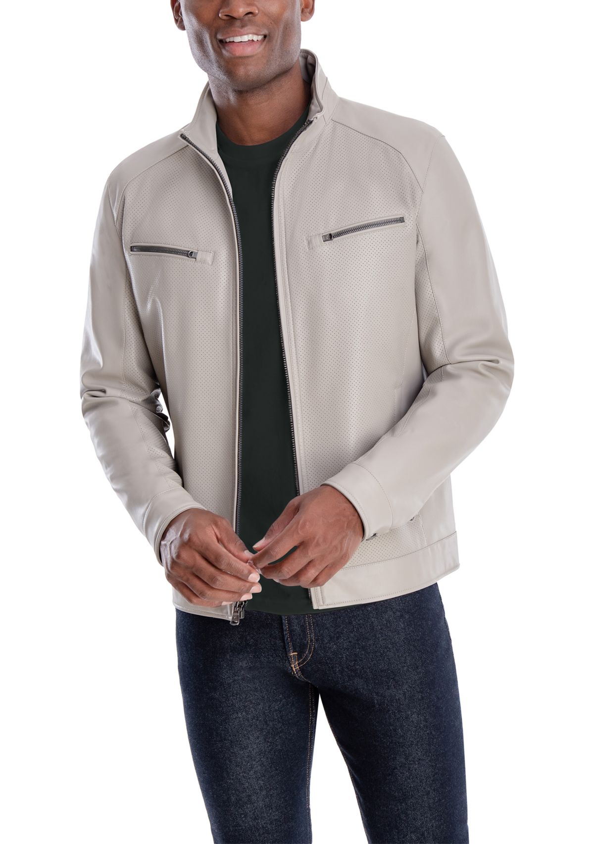Mens Perforated Front Bomber Jacket
