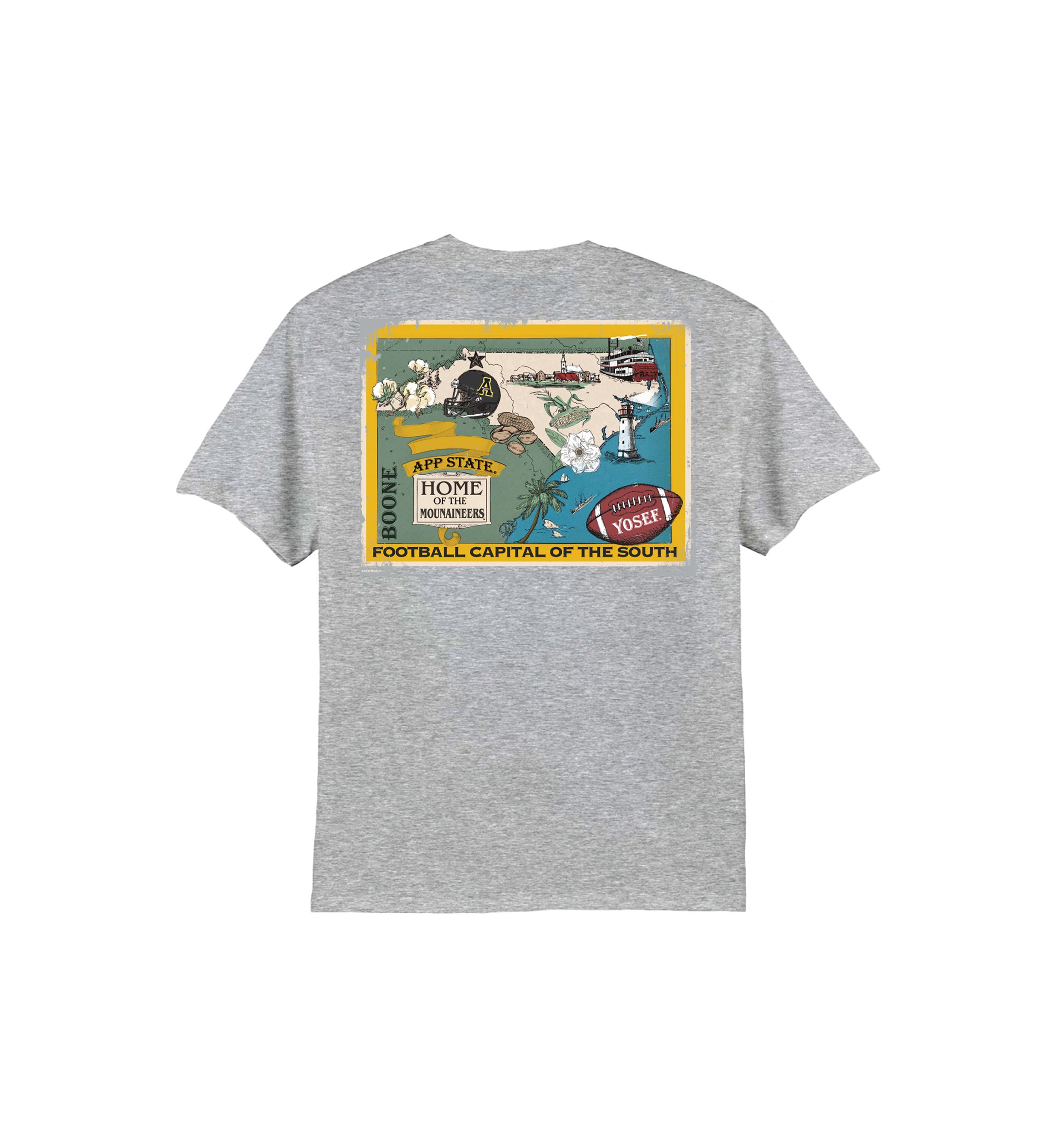 NCAA Appalachian State Mountaineers Vintage Map Graphic T-Shirt