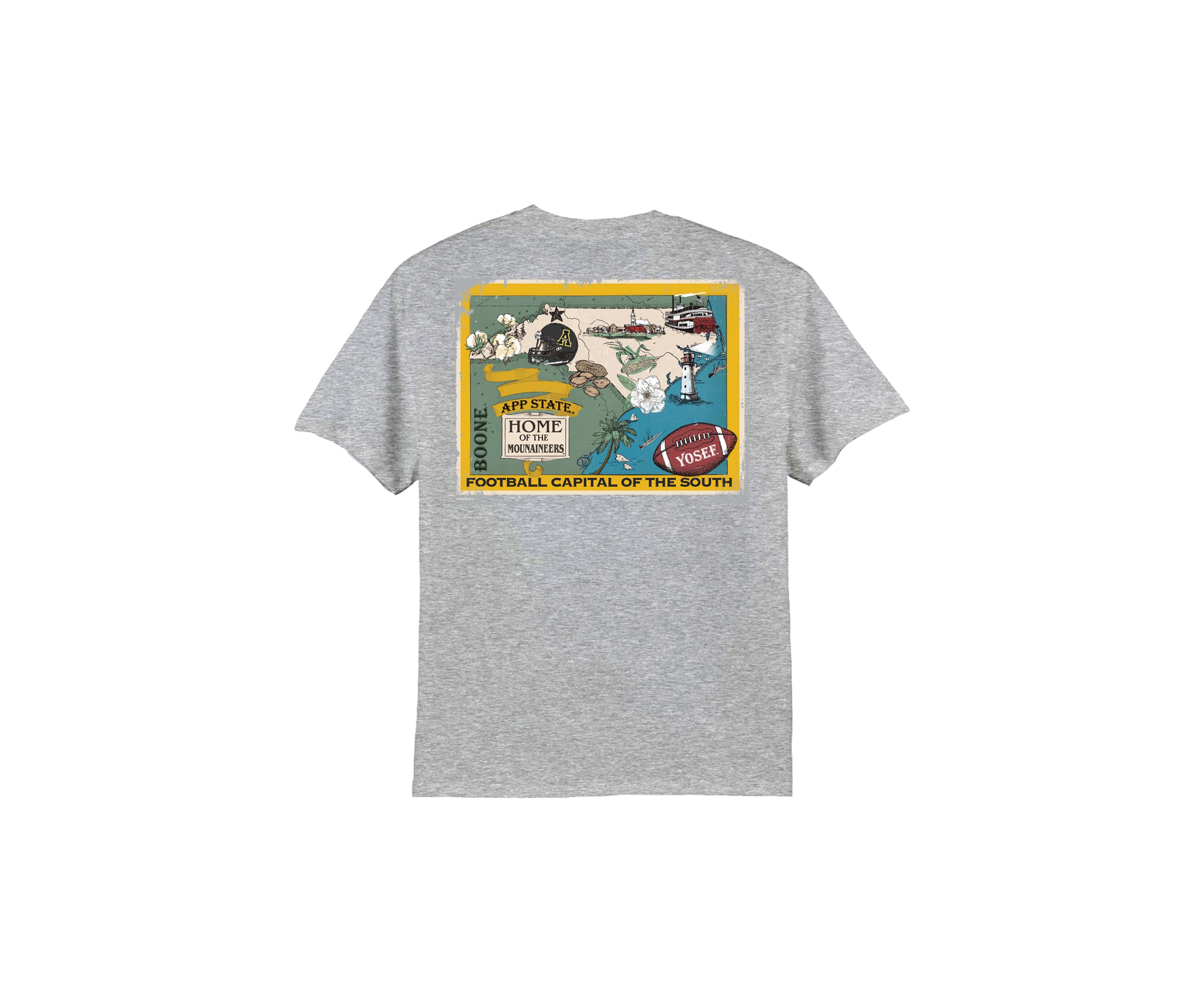 NCAA Appalachian State Mountaineers Vintage Map Graphic T-Shirt