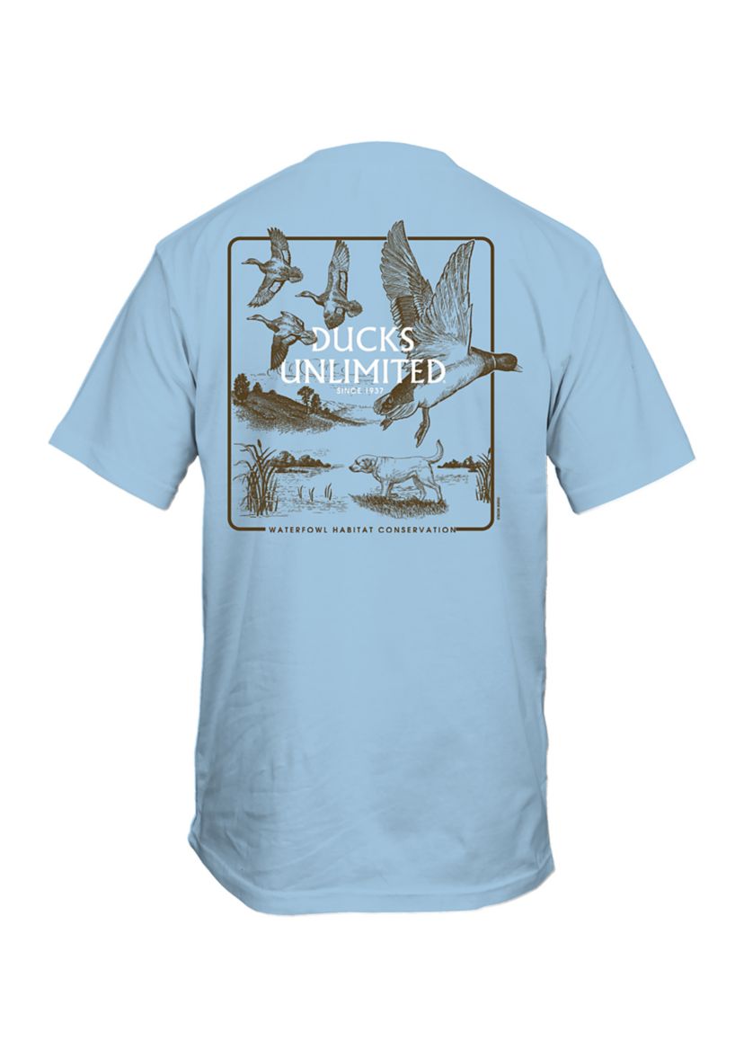 Mens Short Sleeve Ducks Unlimited Etched Collage Graphic T-Shirt