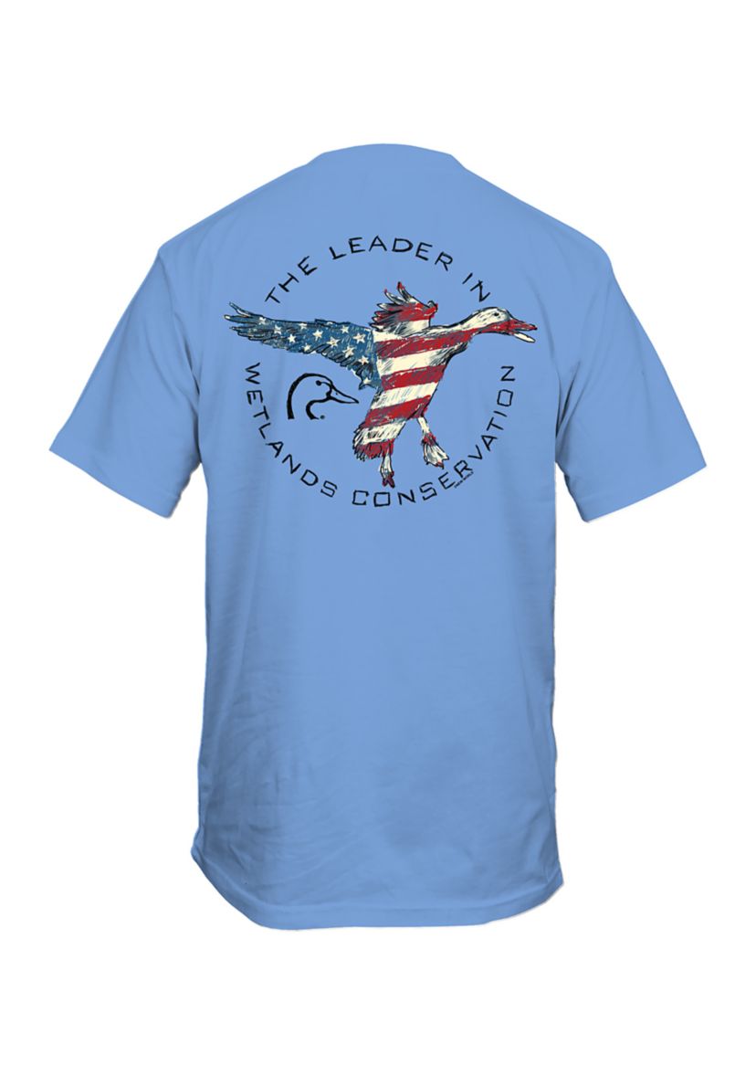 Mens Short Sleeve Ducks Unlimited Flag Graphic T-Shirt