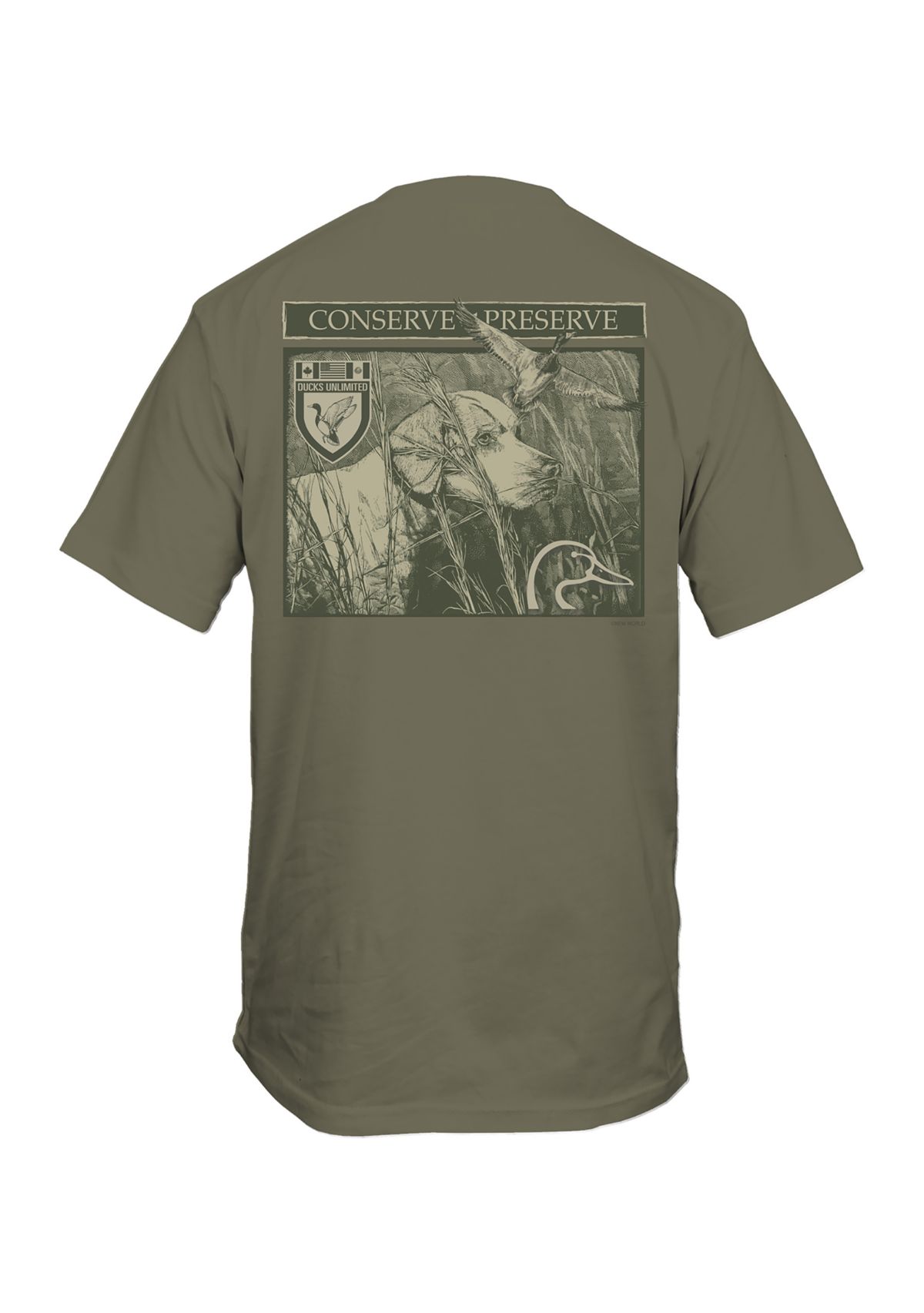 Mens Short Sleeve Ducks Unlimited Grassy Dog Graphic T-Shirt