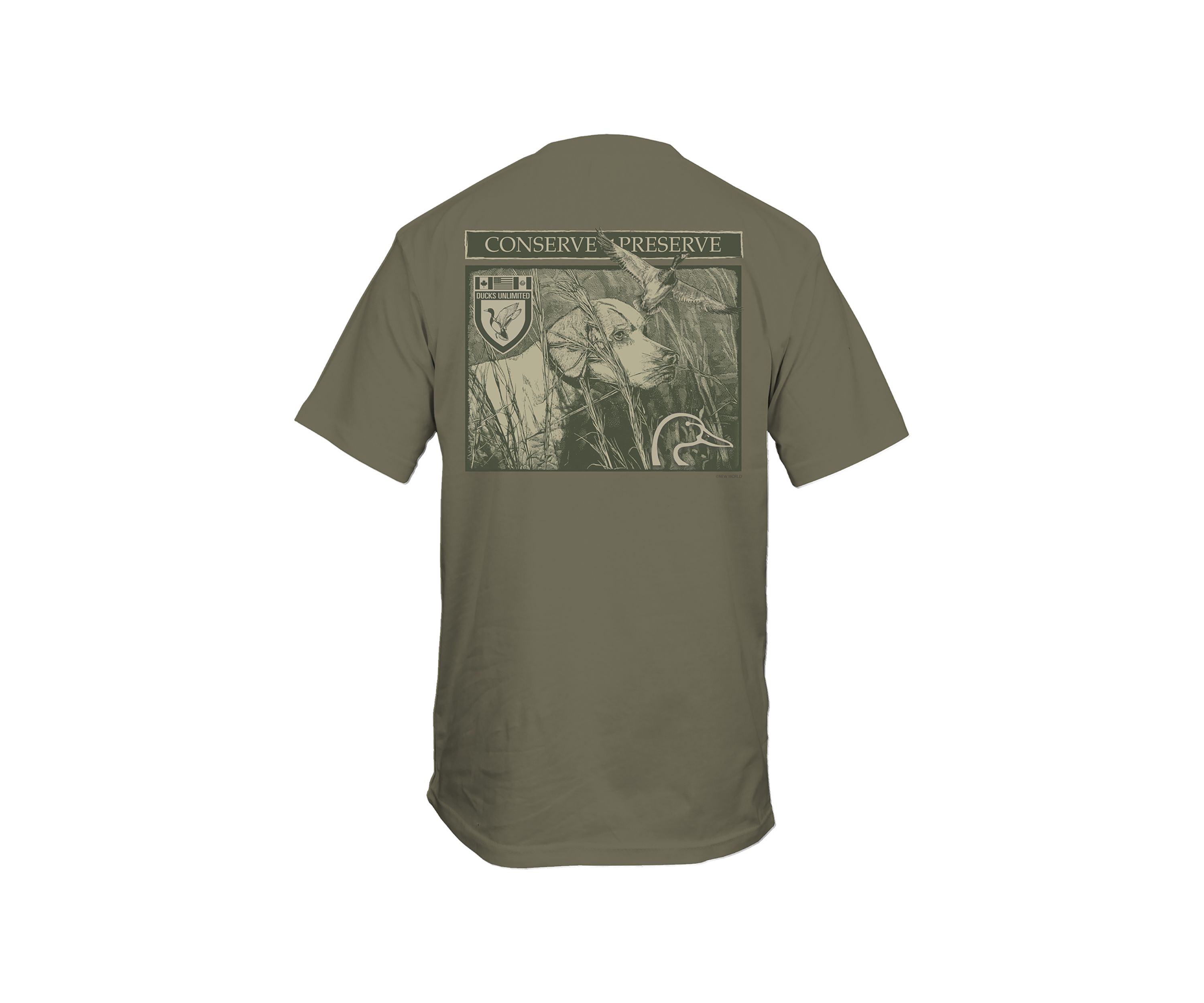 Mens Short Sleeve Ducks Unlimited Grassy Dog Graphic T-Shirt