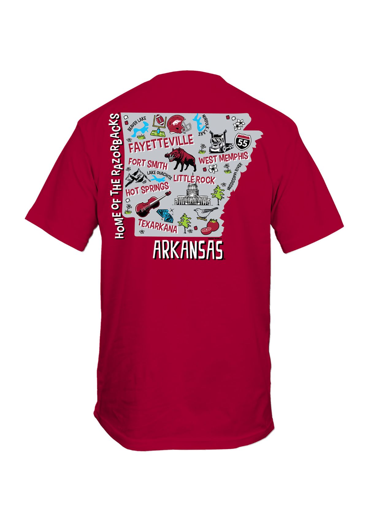 NCAA Arkansas Razorbacks Cartoon State Graphic T-Shirt