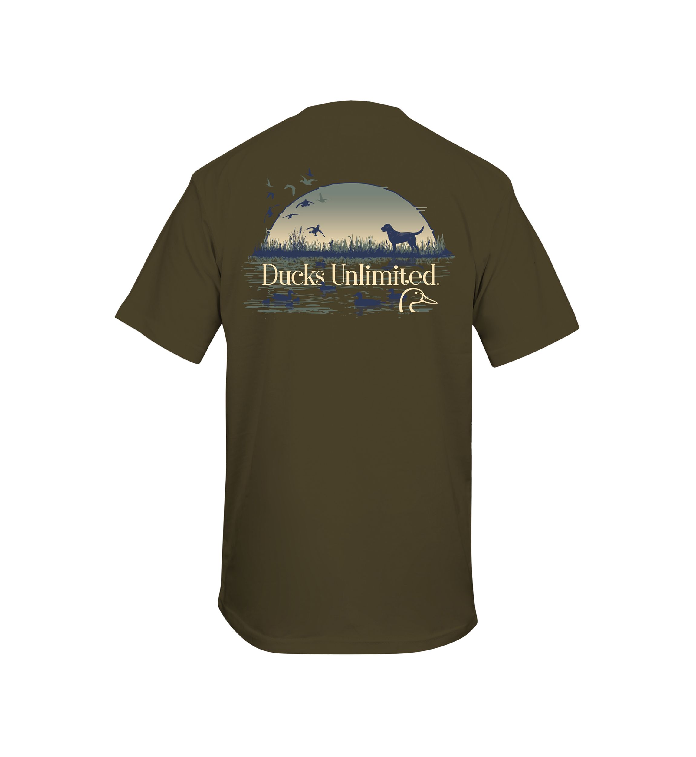 Mens Short Sleeve Dog Sunset Graphic T-Shirt 