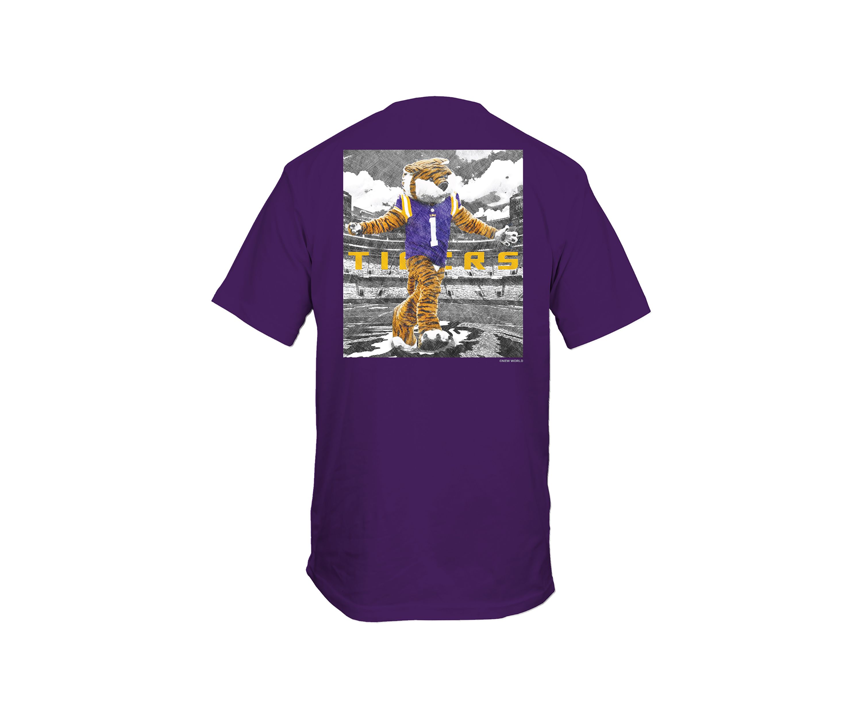 NCAA LSU Tigers Drawn Field Mascot Graphic T-Shirt