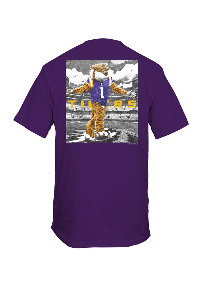NCAA LSU Tigers Drawn Field Mascot Graphic T-Shirt
