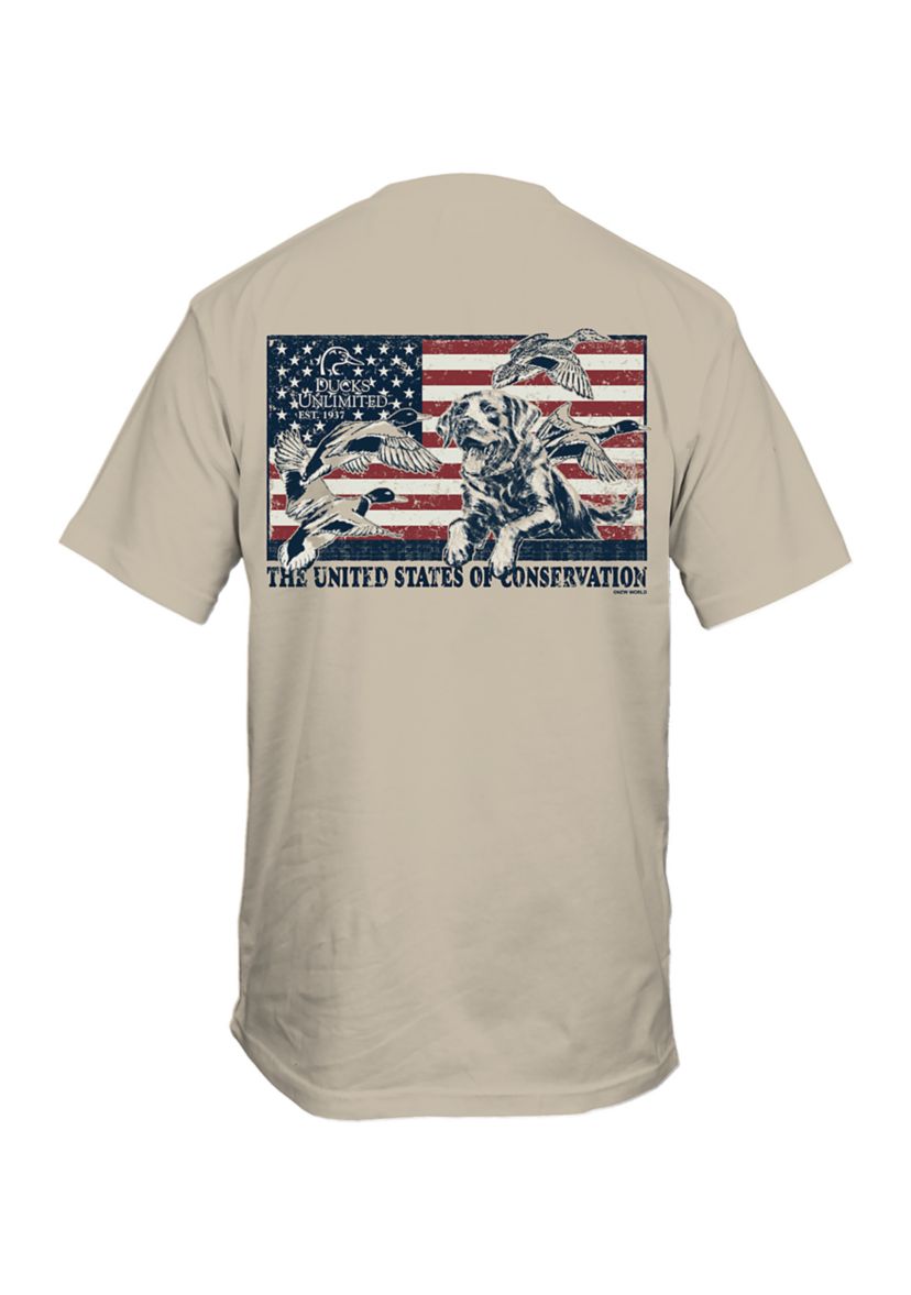 Mens Short Sleeve Hunt Flag Graphic T-Shirt