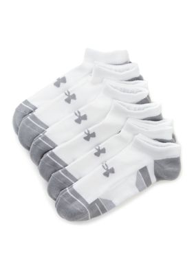 Under Armour Men's Performance Tech No Show Socks - 6 Pack, White, Large