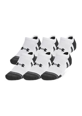 Under Armour Men's Performance Tech No Show Socks - 6 Pack, White, Large